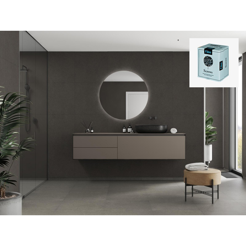 Baderomspanel Fibo 4003-M6060 Grey Terrazzo med Monteringsskruer