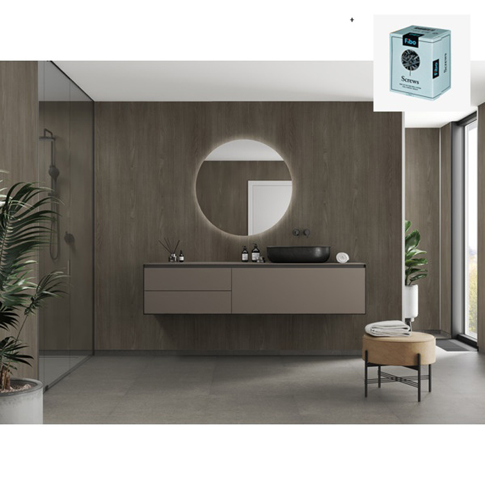 Baderomspanel Fibo 4633-M00 Dark Wood med Monteringsskruer