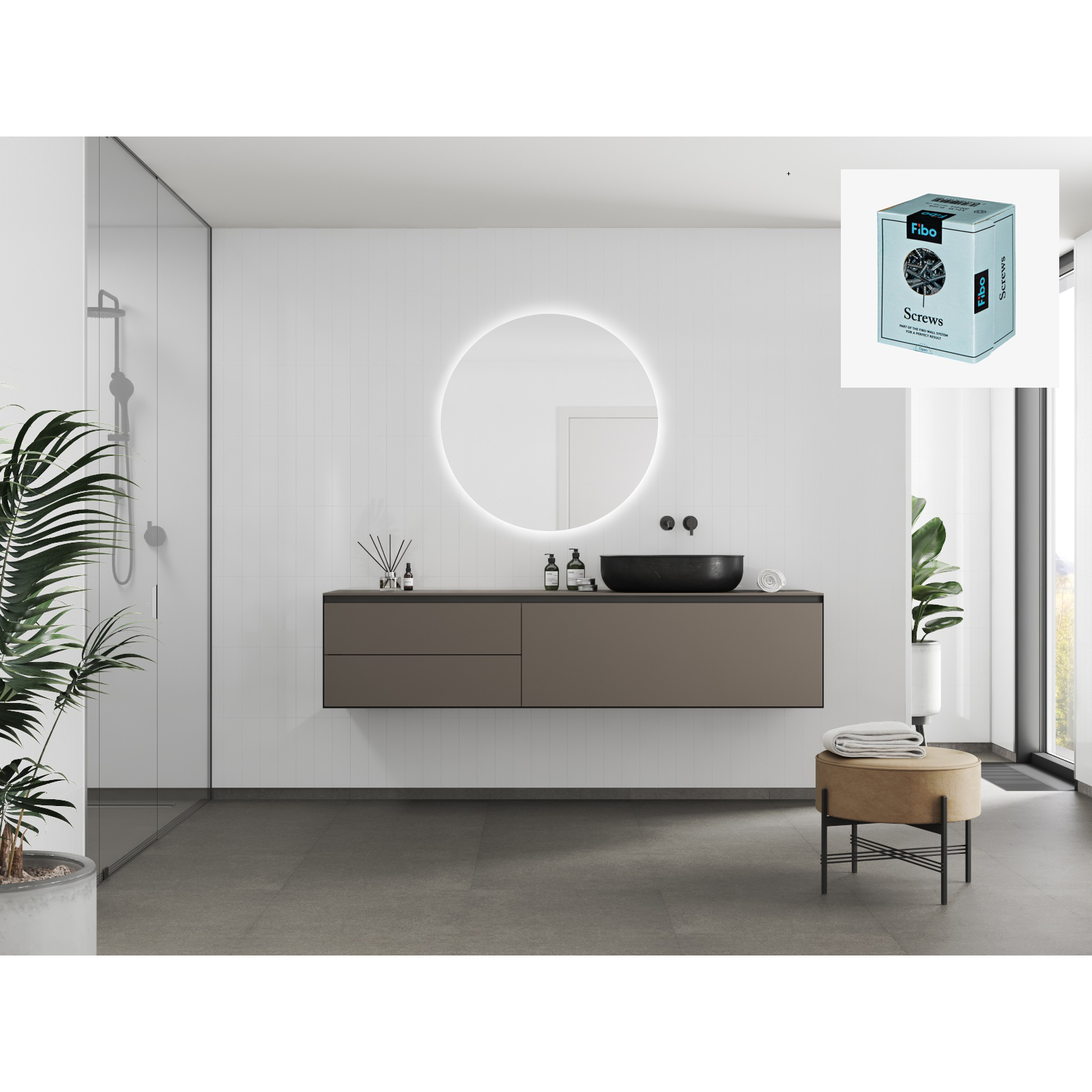 Baderomspanel Fibo 5091 M0830 Athen White med Monteringsskruer