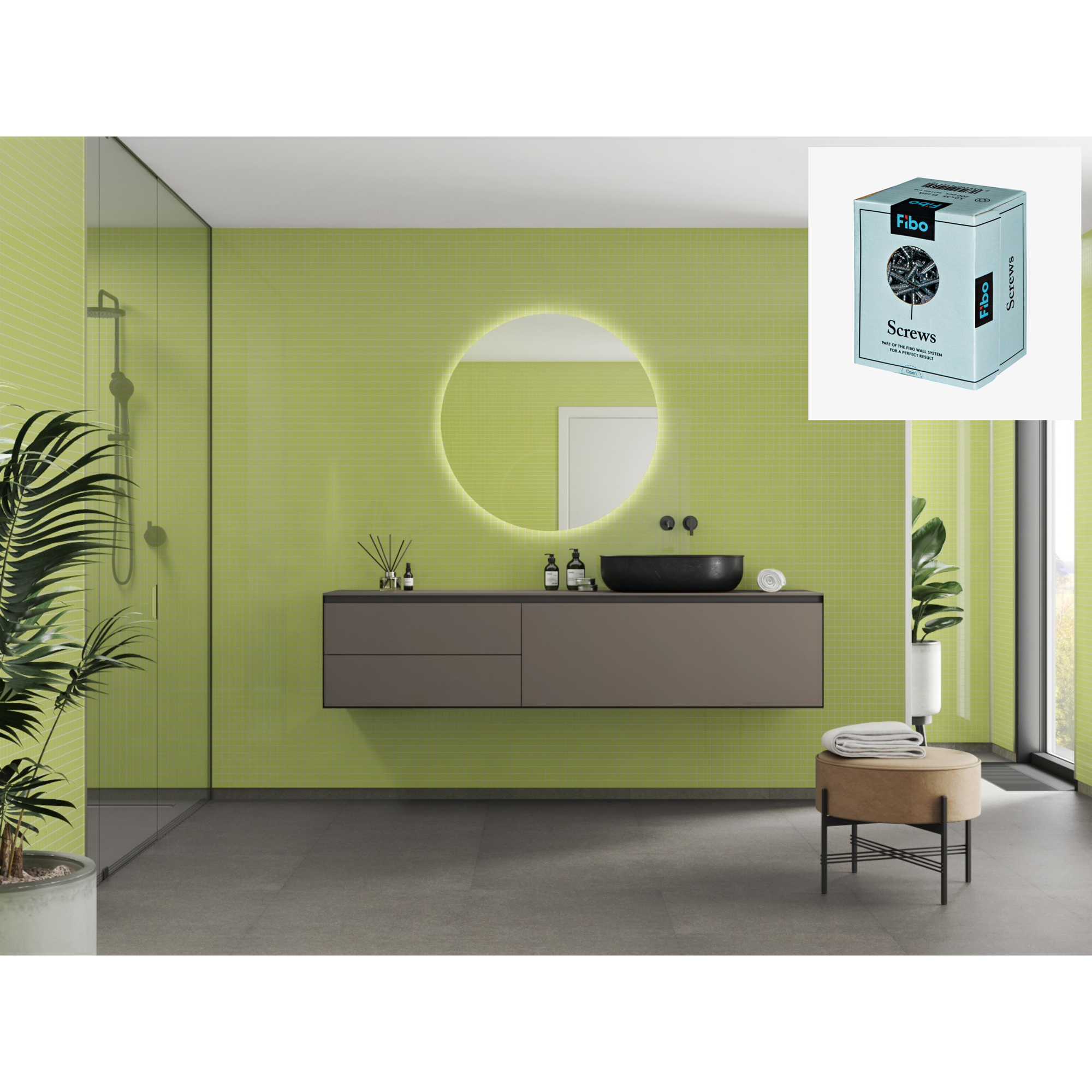 Baderomspanel Fibo 2446 M0303 Lime med Monteringsskruer