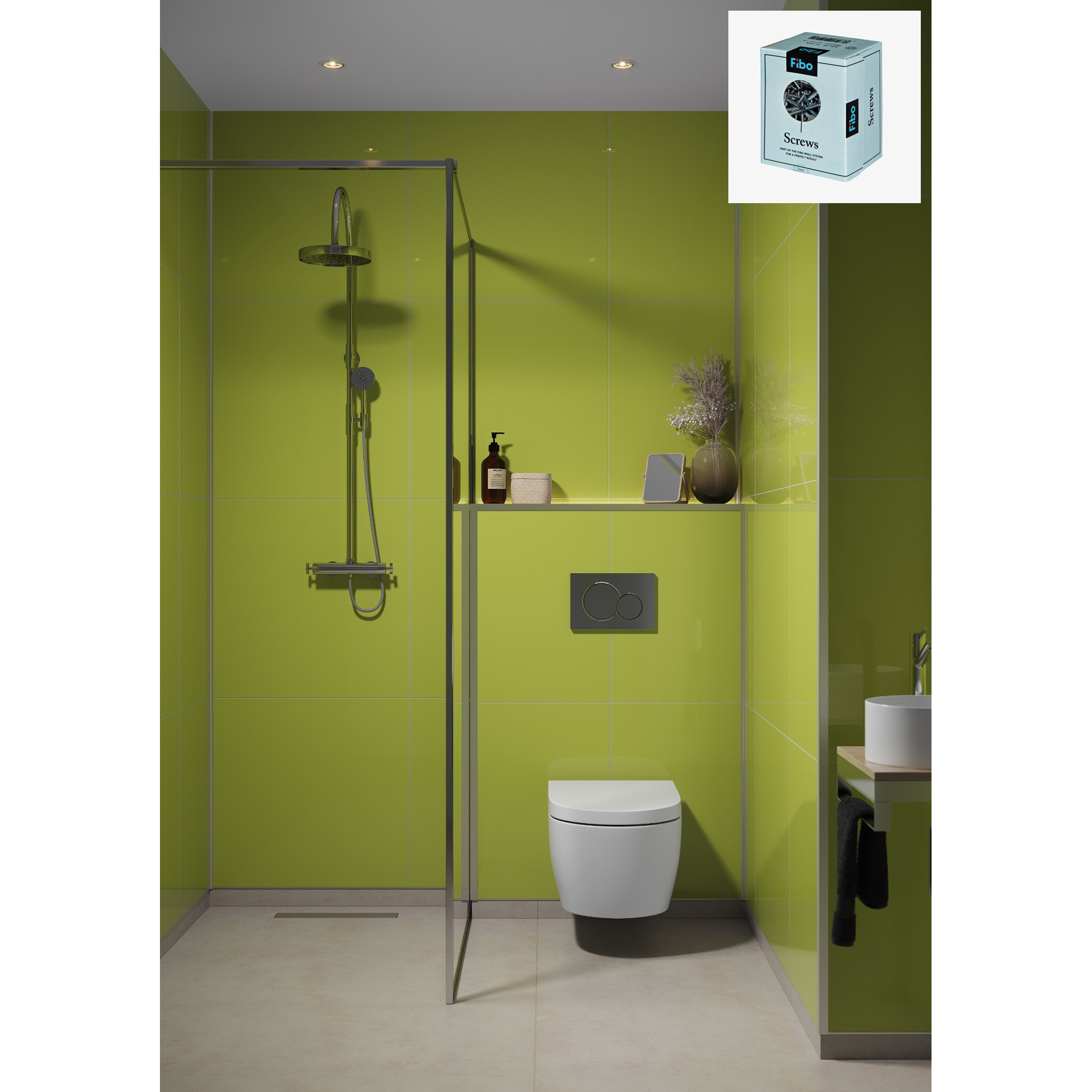 Baderomspanel Fibo 2446 M6060 Lime med Monteringsskruer