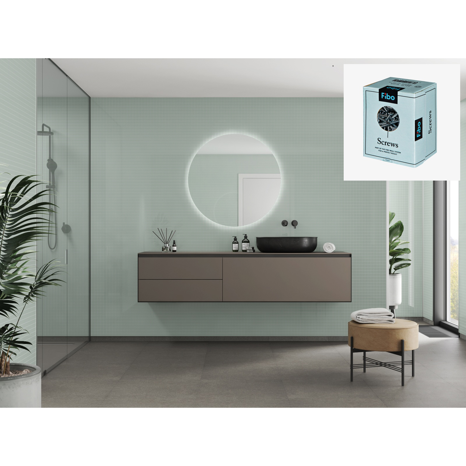 Baderomspanel Fibo 4085 M0303 Light Mint med Monteringsskruer