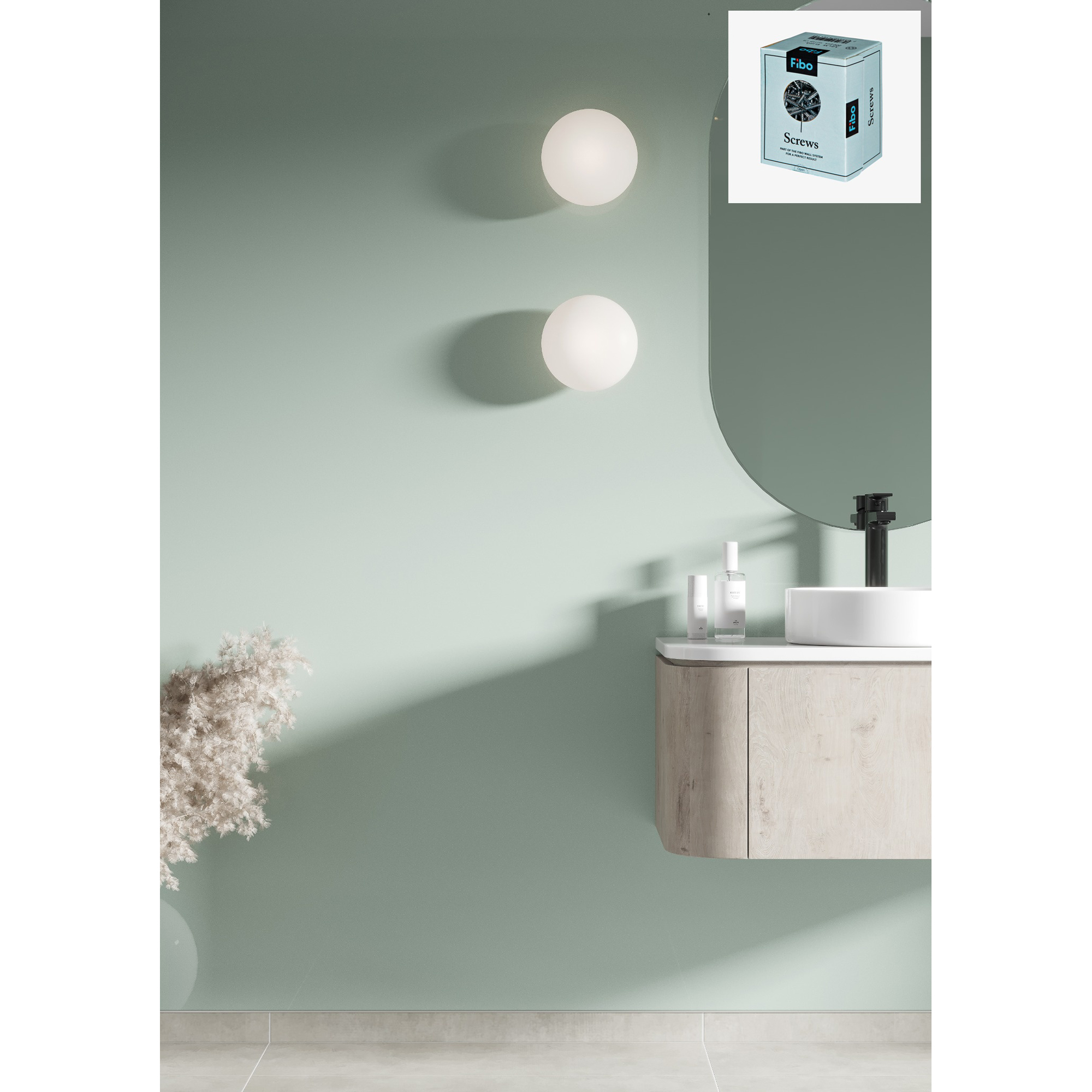 Baderomspanel Fibo 4085 M6030 Light Mint med Monteringsskruer