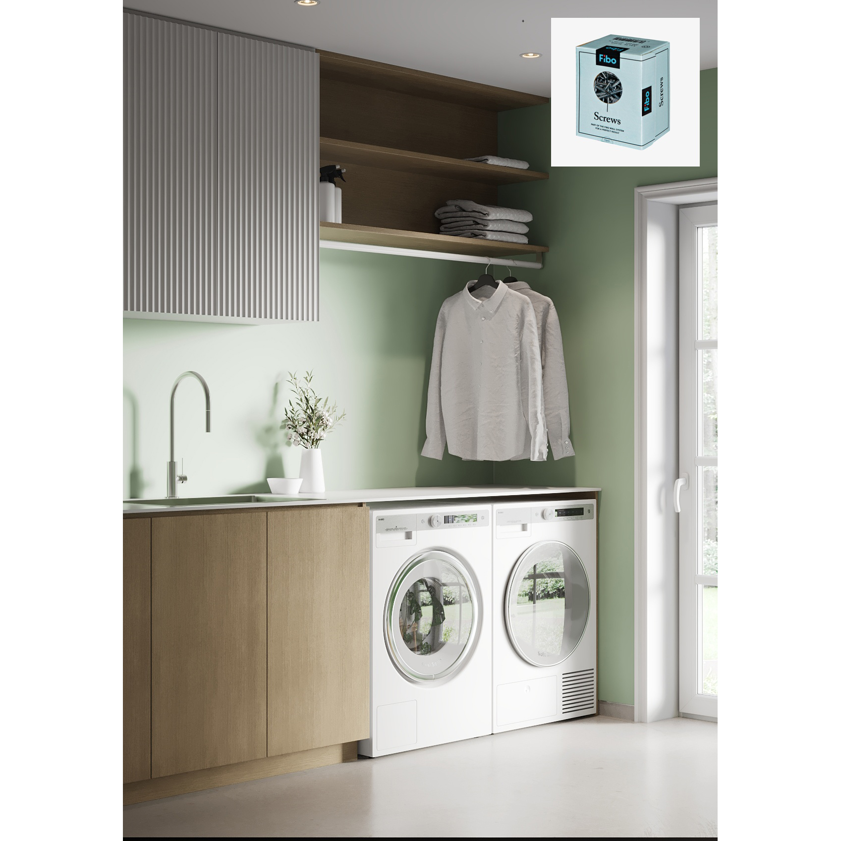 Baderomspanel Fibo 3085-00 EM Light Green med Monteringsskruer