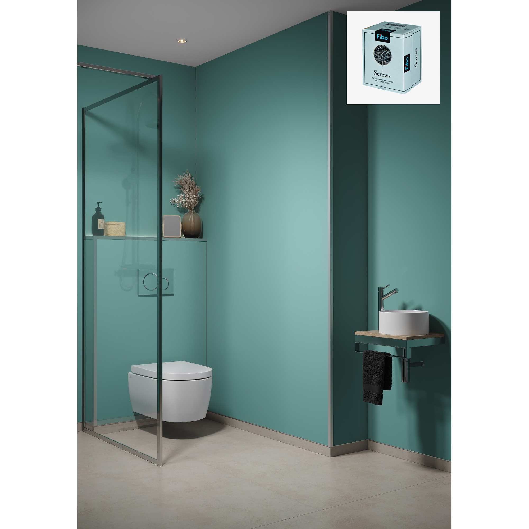 Baderomspanel Fibo 3212-00 EM Aqua Mint med Monteringsskruer