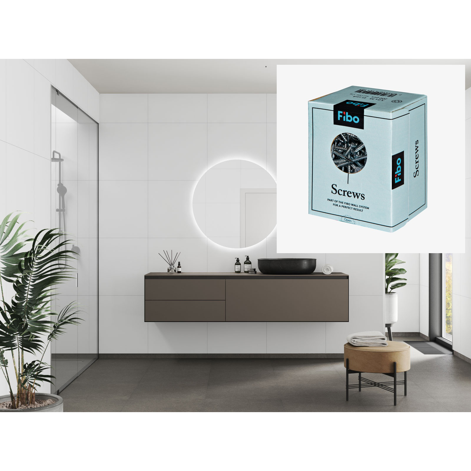 Baderomspanel Fibo 2094-M6060 White med Monteringsskruer