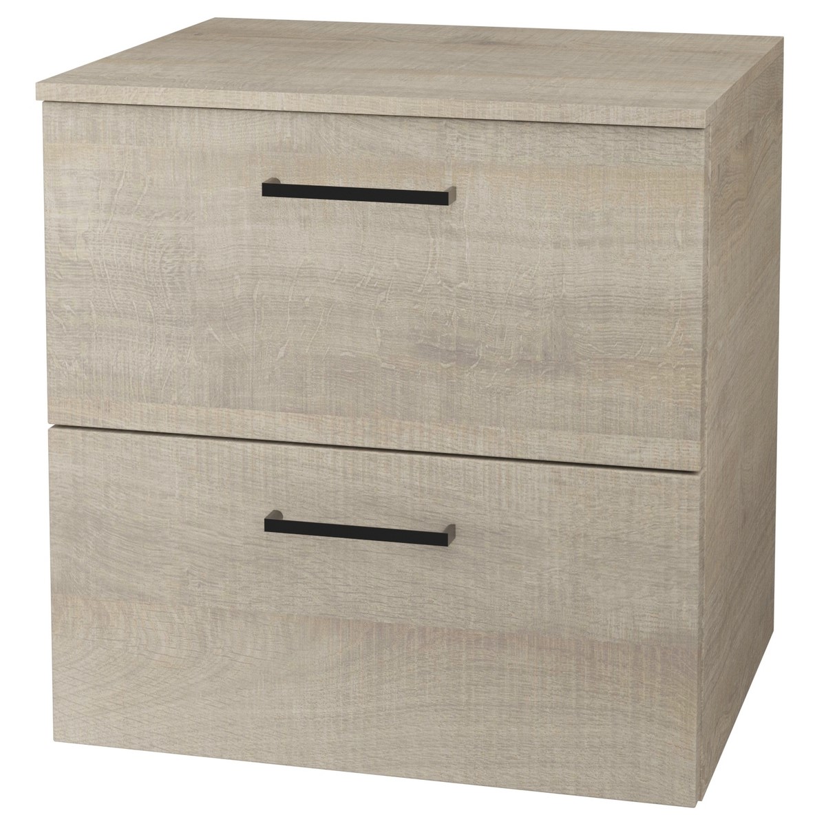 Kommode FOSSBAD Variant46 B60 Eik Struktur, Trestruktur med Sort Bøyle