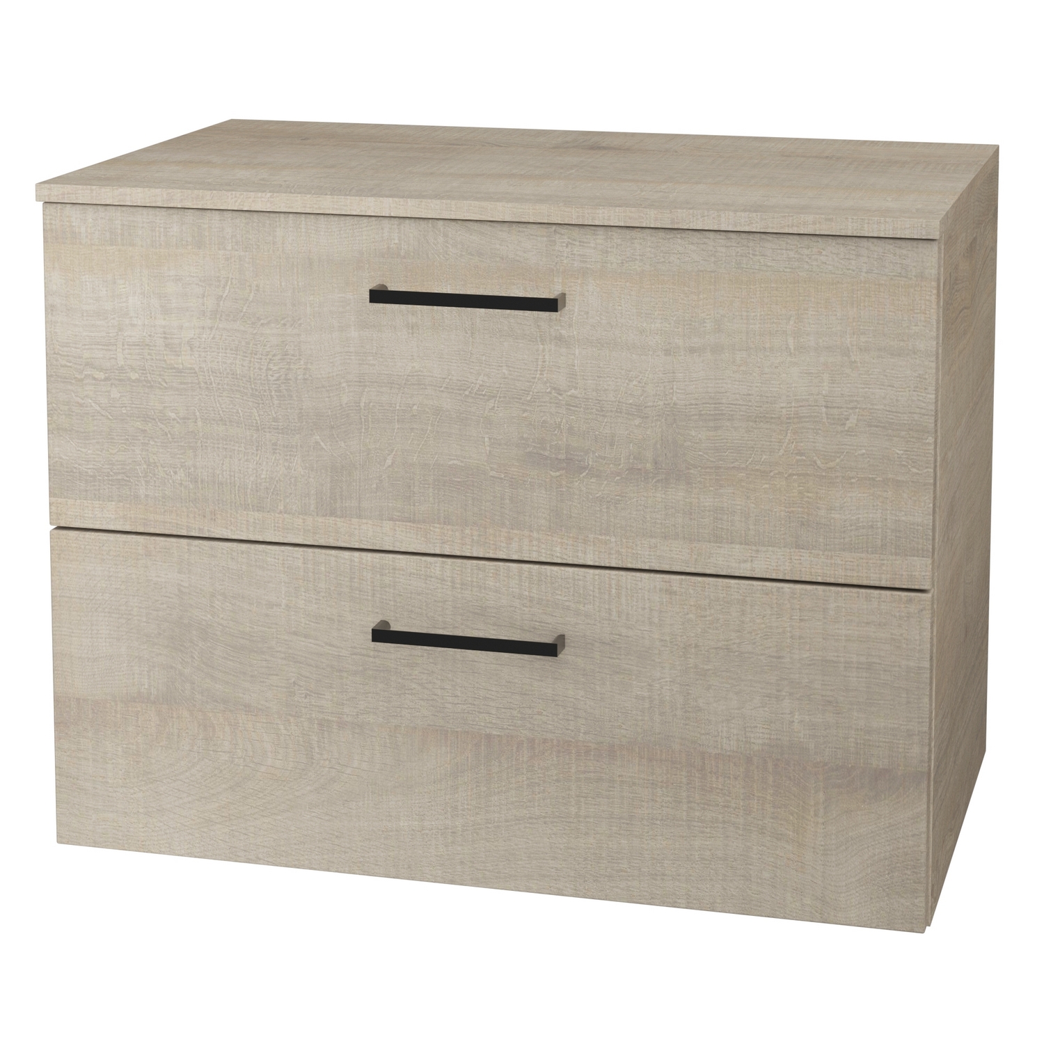 Kommode FOSSBAD Variant46 B80 Eik Struktur, Trestruktur med Sort Bøyle