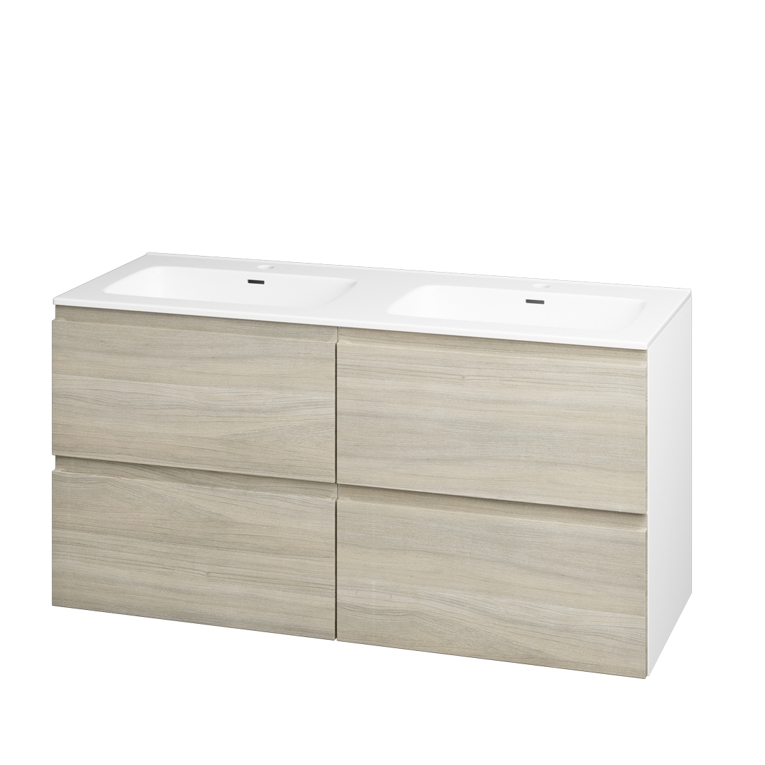 Servantskap FOSSBAD Variant46 B120 med Aqua Porselensservant Dobbel