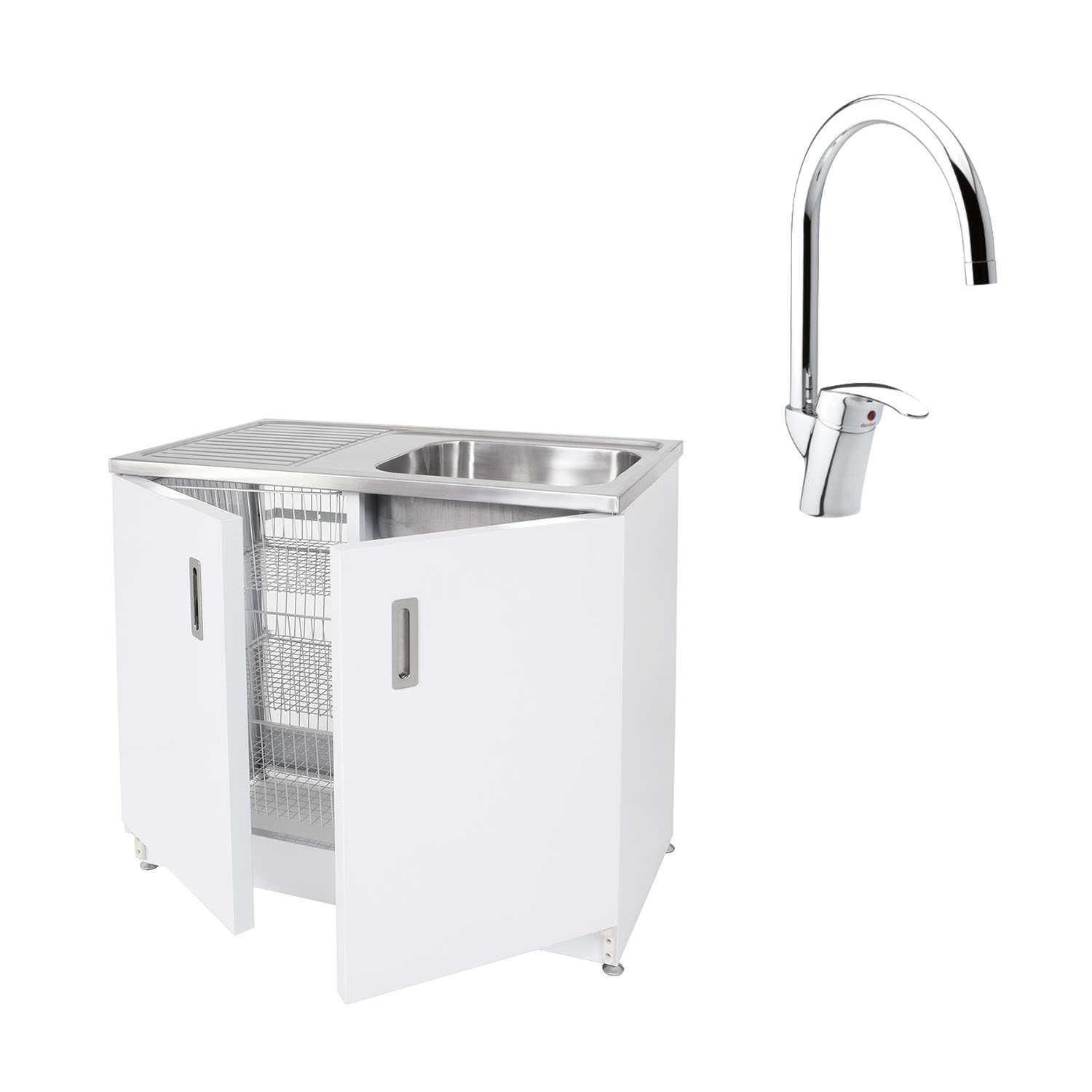 Pakke Vaskebenk Vilan Stainless VTB 10 og Damixa Space Blander