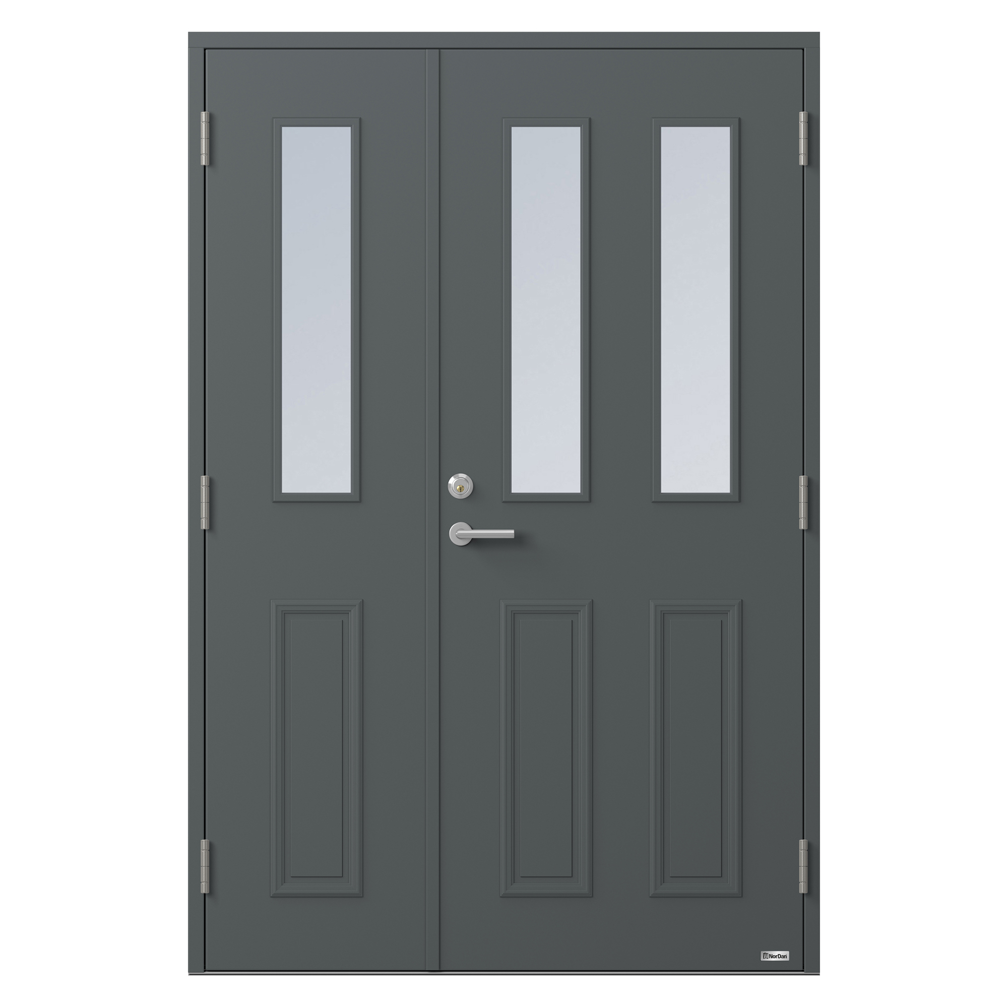 Parytterdörr NorDan Bor St. Andrews 869PG2+1 BxH: 170x200 cm, Höger, RAL 7012, Mörkgrå - Installation/montering finns att köpa till
