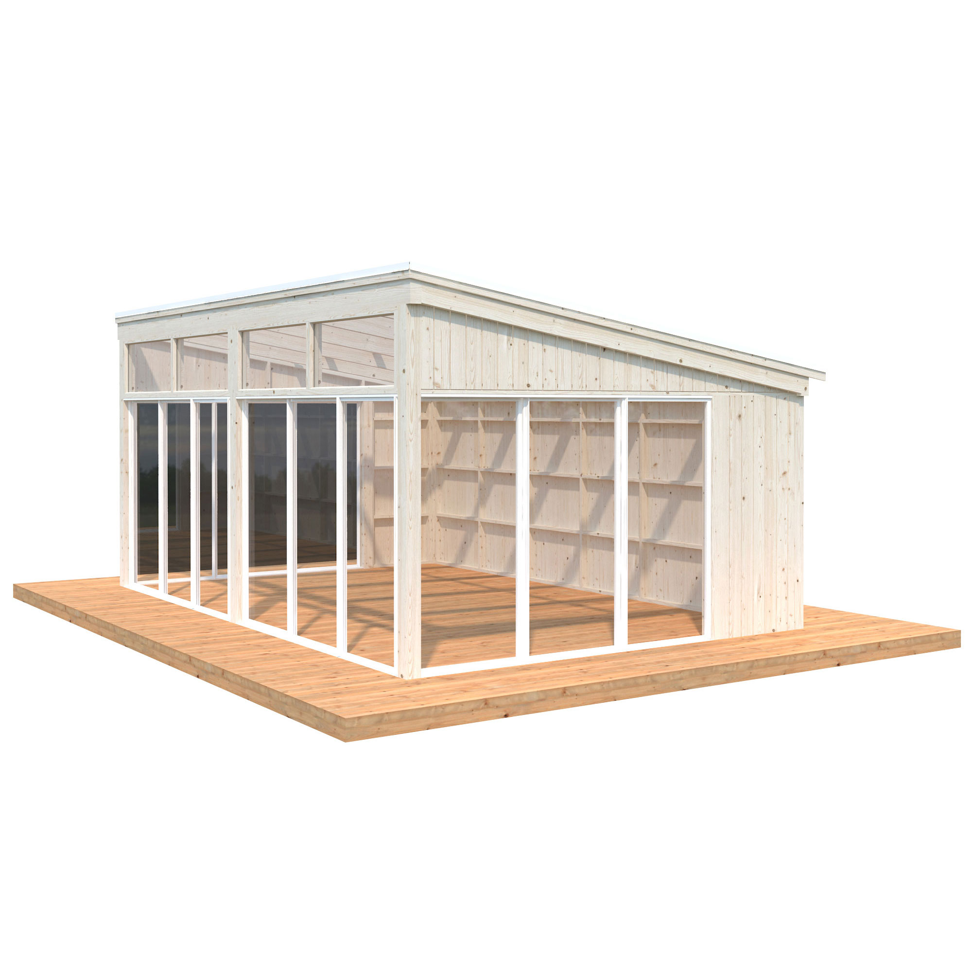 Komplett uterum Palmako Nova 23,8 m2 med Tak och Skjutparti Grundmålad