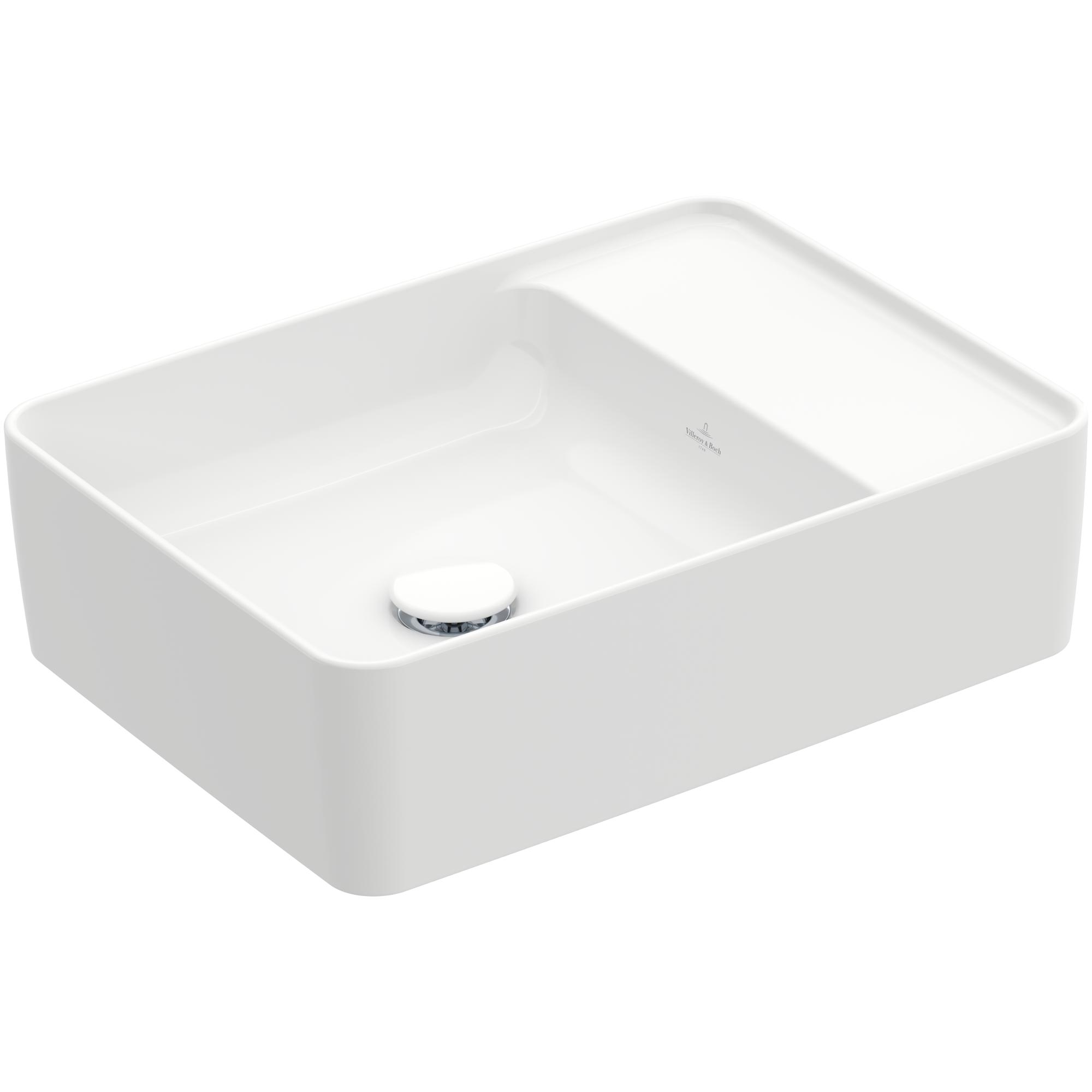 Fristående Tvättställ Villeroy & Boch Collaro Rektangulärt Vit Alpin, 510 mm, Utan Blandarhål, för Väggmonterad blandare - Installation/montering finns att köpa till