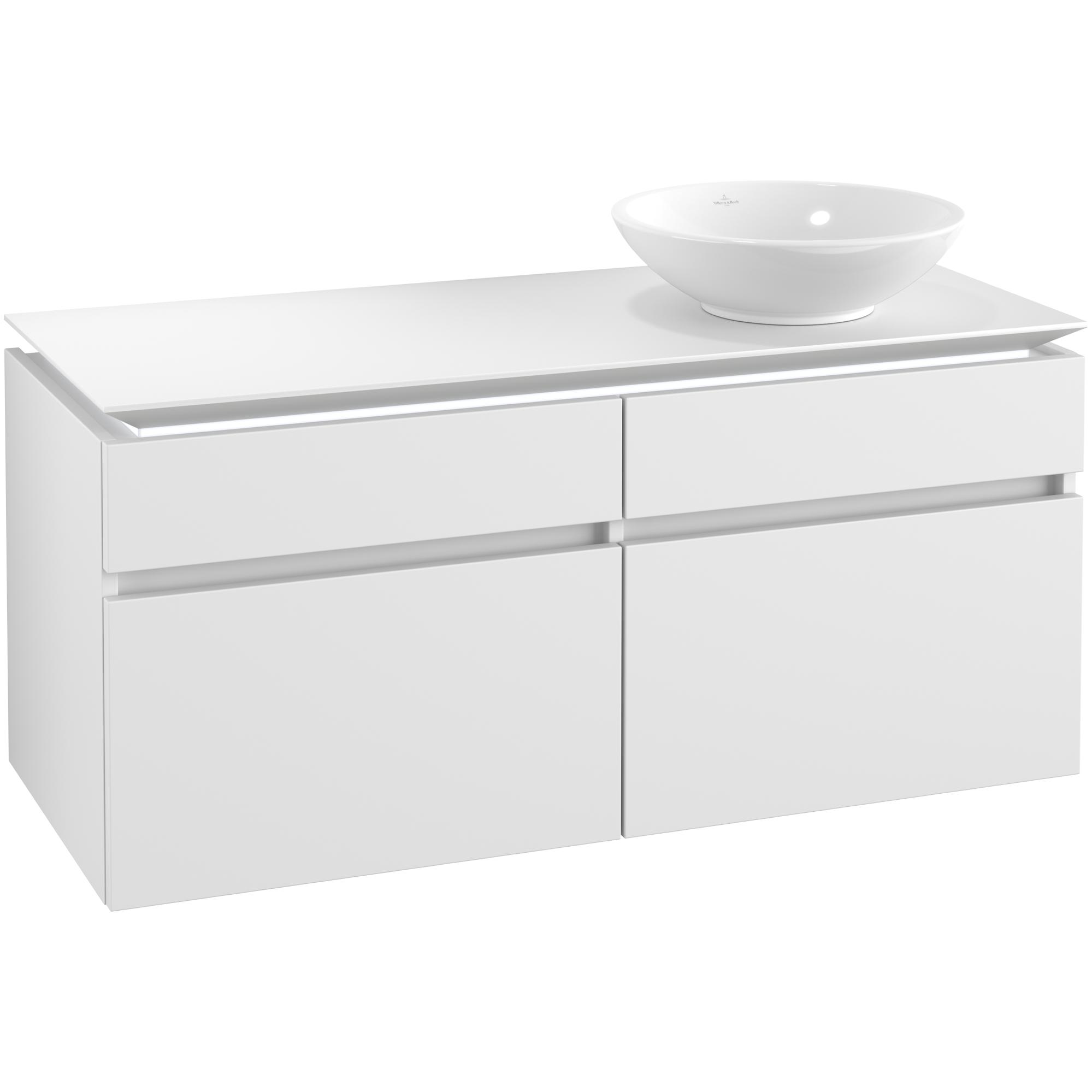 Tvättställsskåp Villeroy & Boch Legato 1200 med 4 Lådor för Ocentrerat Ytmonterat Tvättställ | badrum - badrumsmobler - tvattstallsskap-och-kommod | KakelKungen