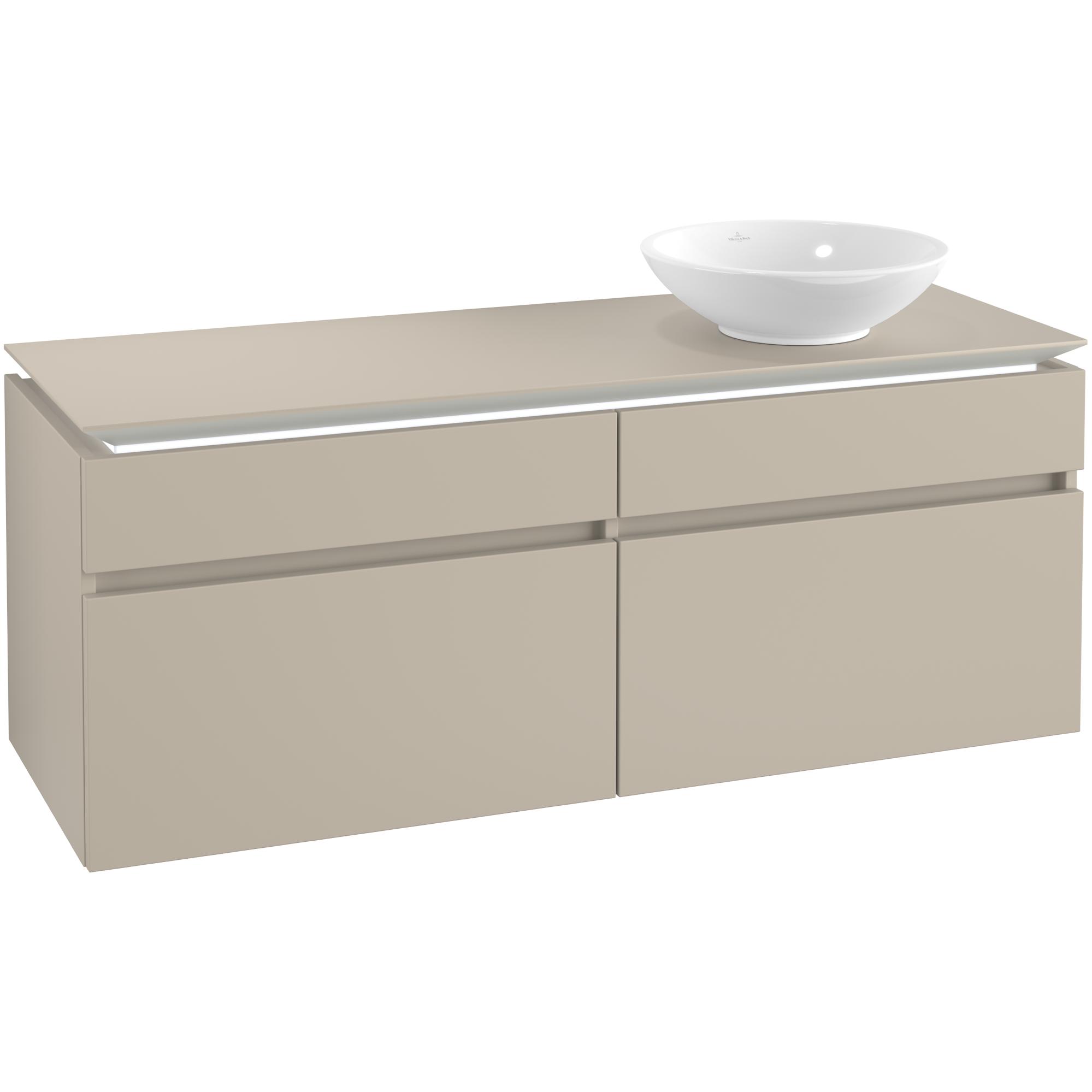 tvättställsskåp villeroy & boch legato 1400 med 4 lådor för ocentrerat ytmonterat tvättställ