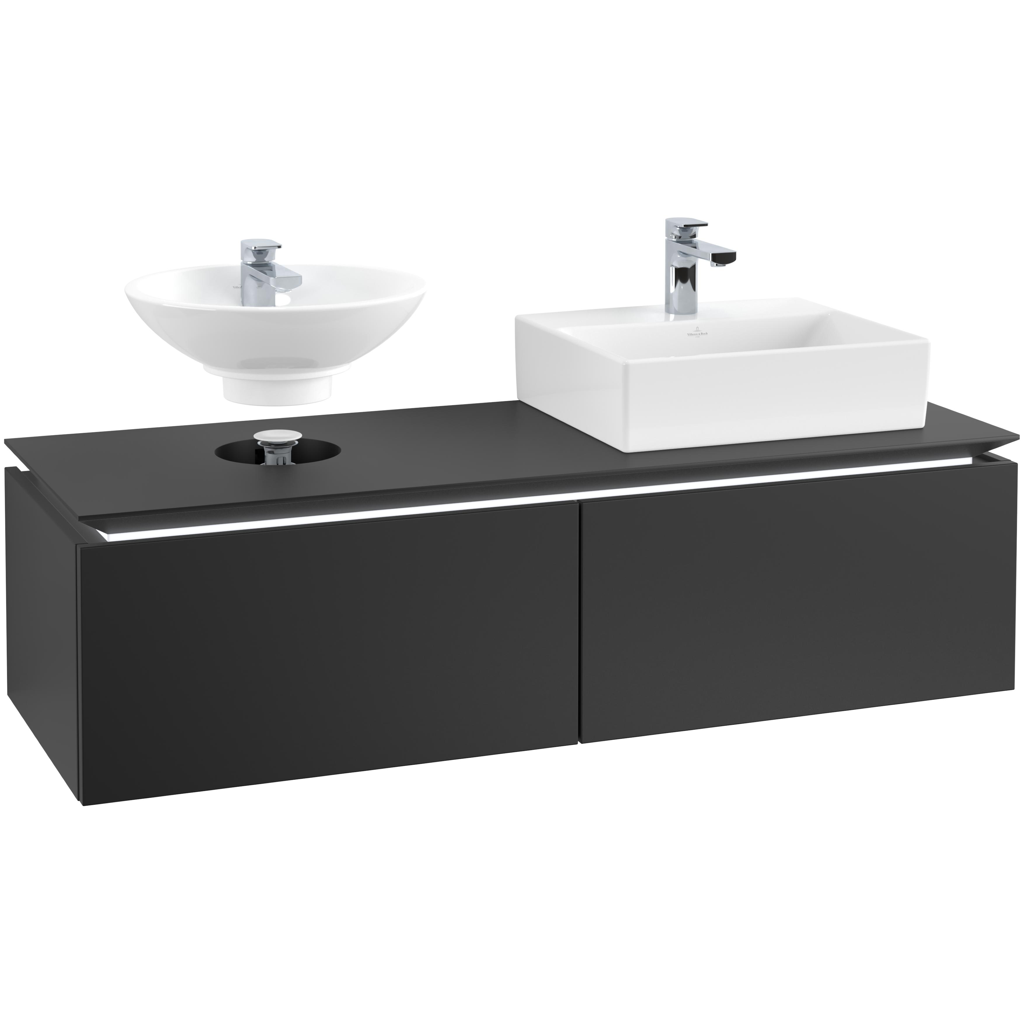 tvättställsskåp villeroy & boch legato kompakt 1400 med 2 lådor för två tvättställ