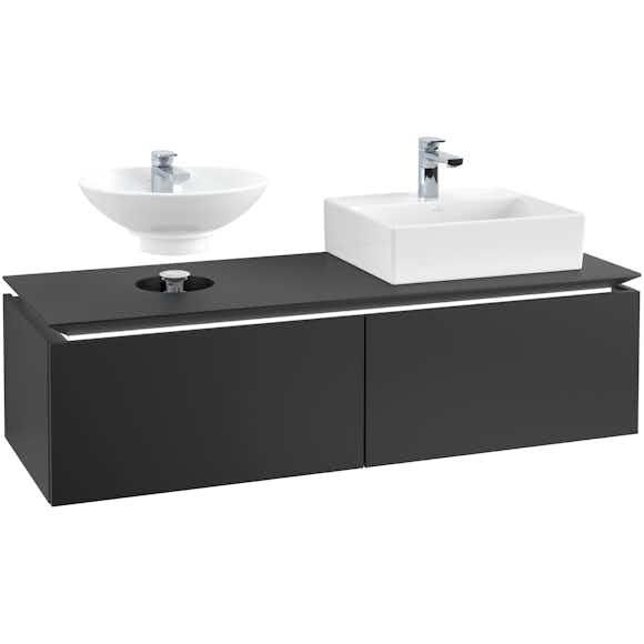 tvättställsskåp villeroy & boch legato kompakt 1400 med 2 lådor för två tvättställ