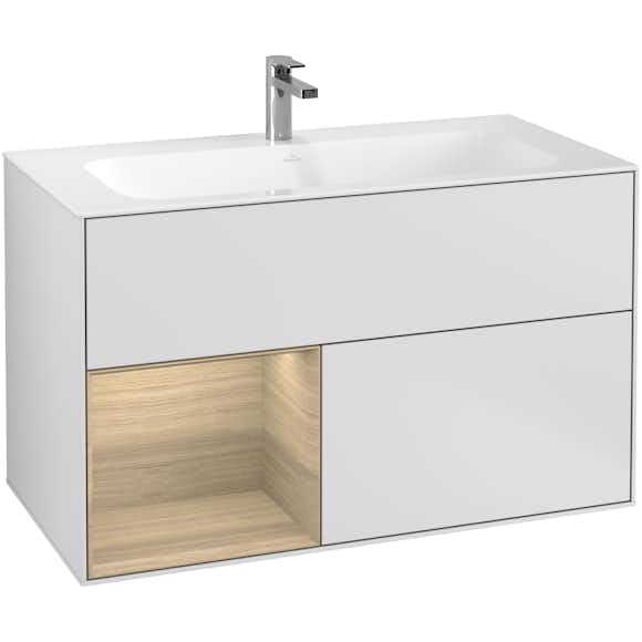 tvättställsskåp villeroy & boch finion med 2 lådor och hylla för inbyggt tvättställ