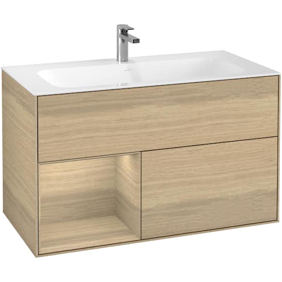 tvättställsskåp villeroy & boch finion med 2 lådor och hylla för inbyggt tvättställ