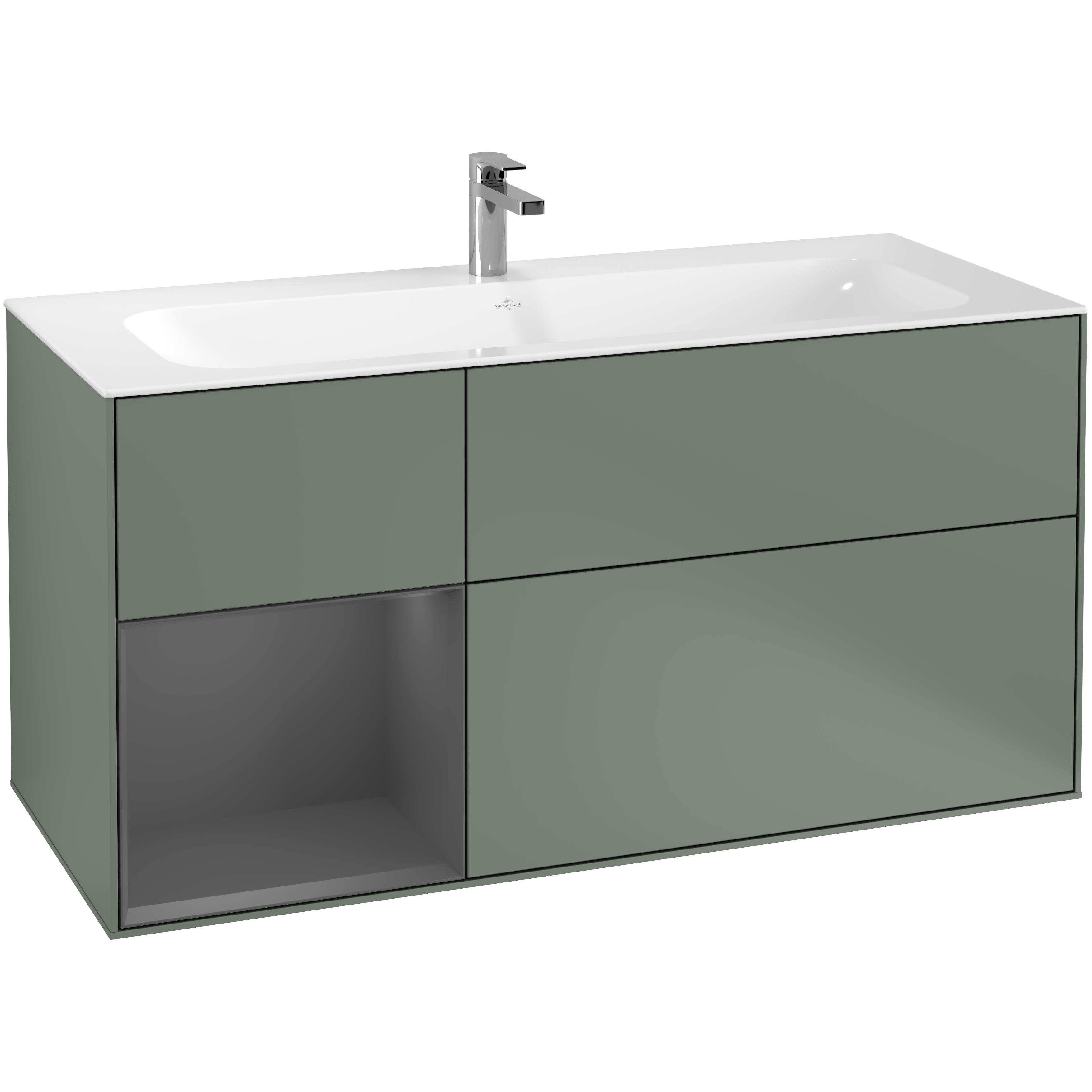 tvättställsskåp villeroy & boch finion med 3 lådor och hylla för inbyggt tvättställ