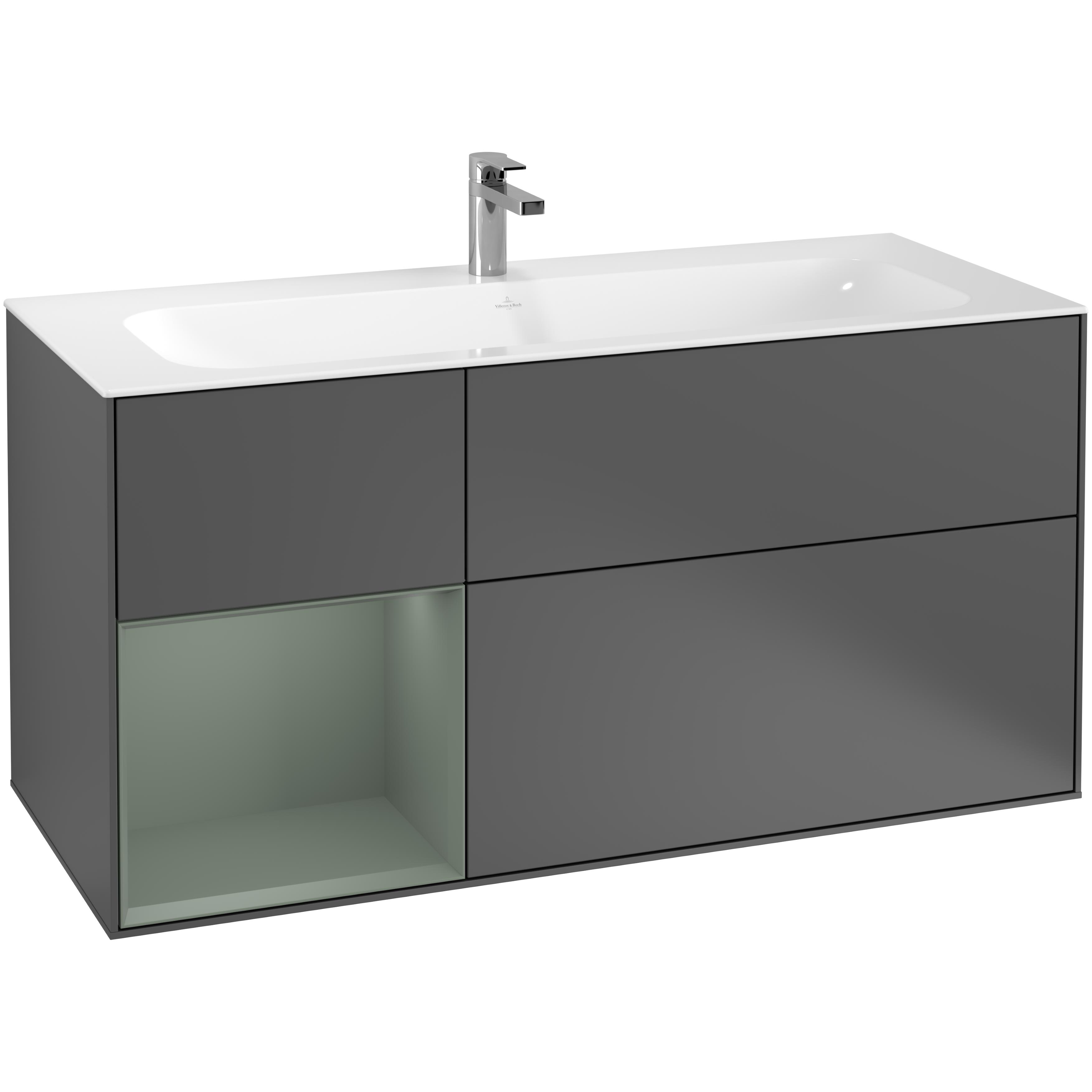 tvättställsskåp villeroy & boch finion med 3 lådor och hylla för inbyggt tvättställ