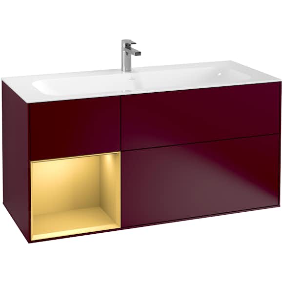 tvättställsskåp villeroy & boch finion med 3 lådor och hylla för inbyggt tvättställ