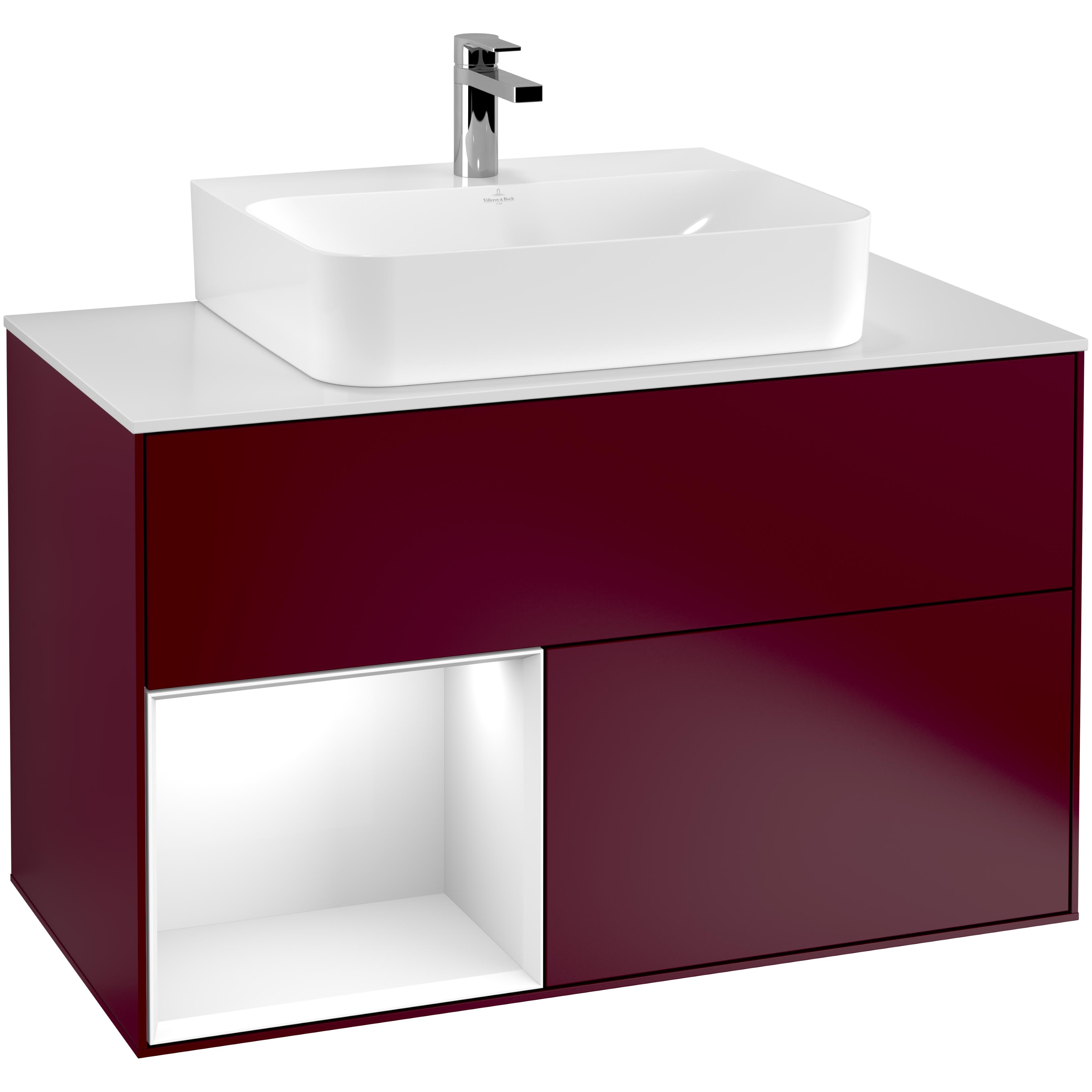 Tvättställsskåp Villeroy & Boch Finion med 2 Lådor Hylla och Bänkskiva för Centrerat Tvättställ | badrum - badrumsmobler - tvattstallsskap-och-kommod | KakelKungen