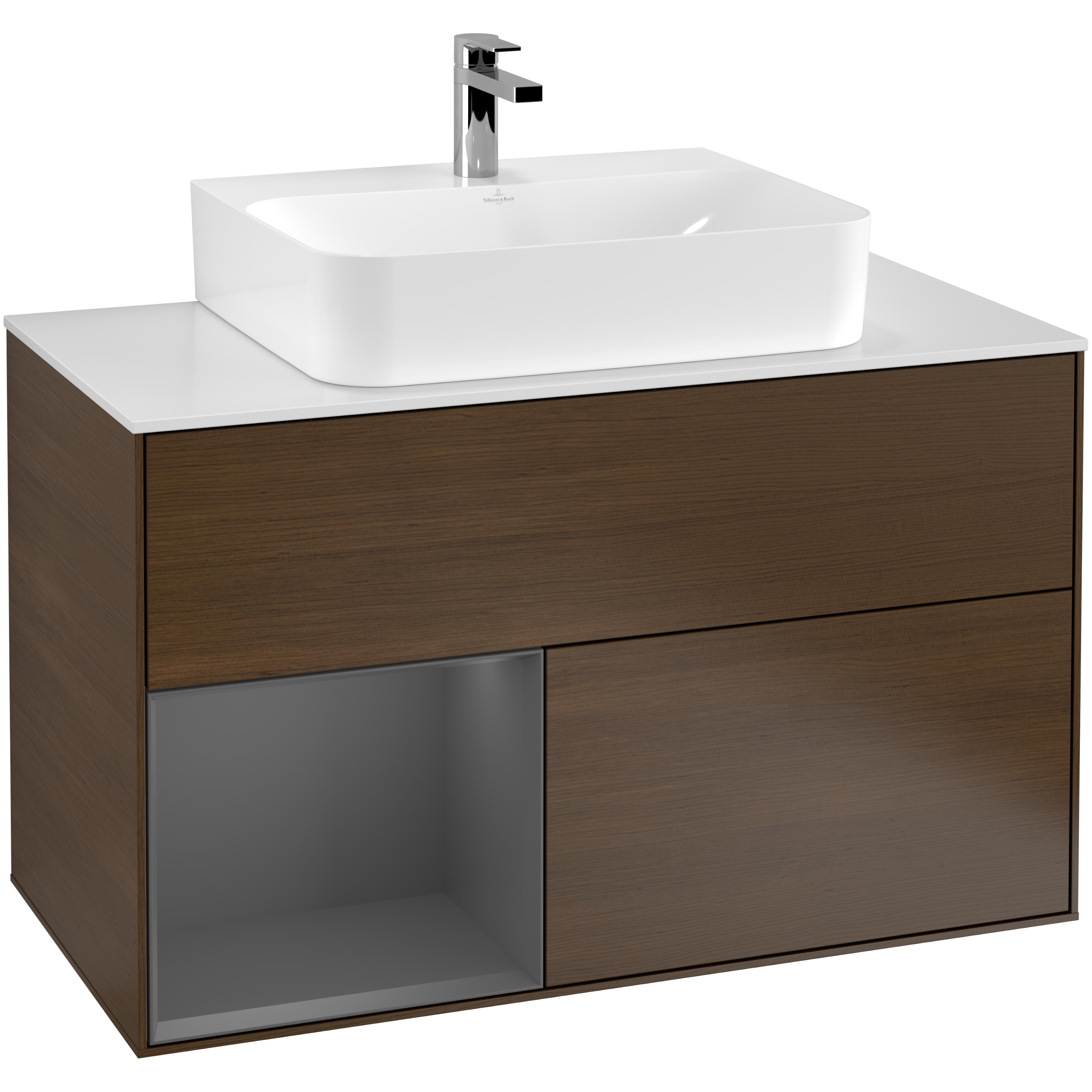 Tvättställsskåp Villeroy & Boch Finion med 2 Lådor Hylla och Bänkskiva för Centrerat Tvättställ | badrum - badrumsmobler - tvattstallsskap-och-kommod | KakelKungen