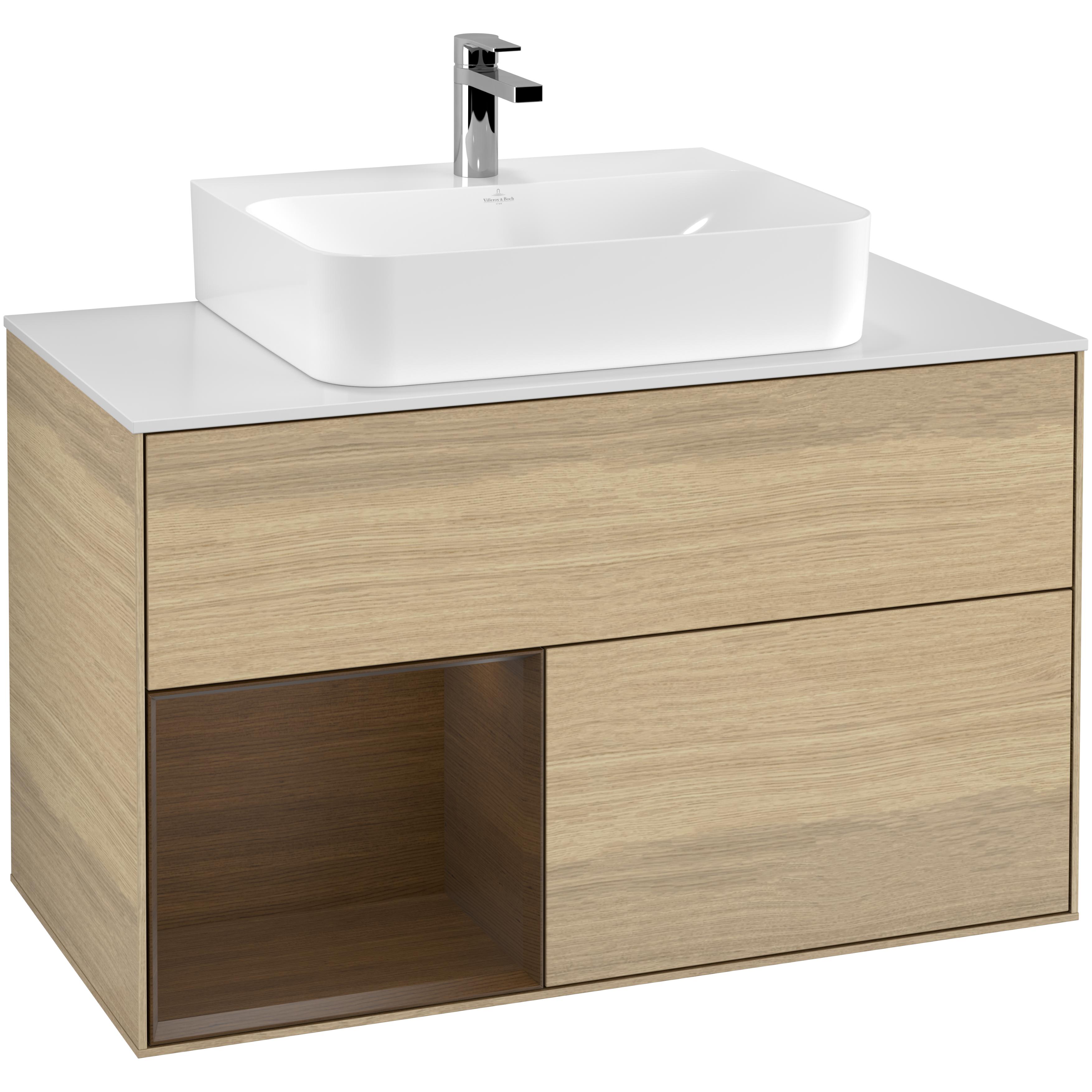 Tvättställsskåp Villeroy & Boch Finion med 2 Lådor Hylla och Bänkskiva för Centrerat Tvättställ | badrum - badrumsmobler - tvattstallsskap-och-kommod | KakelKungen