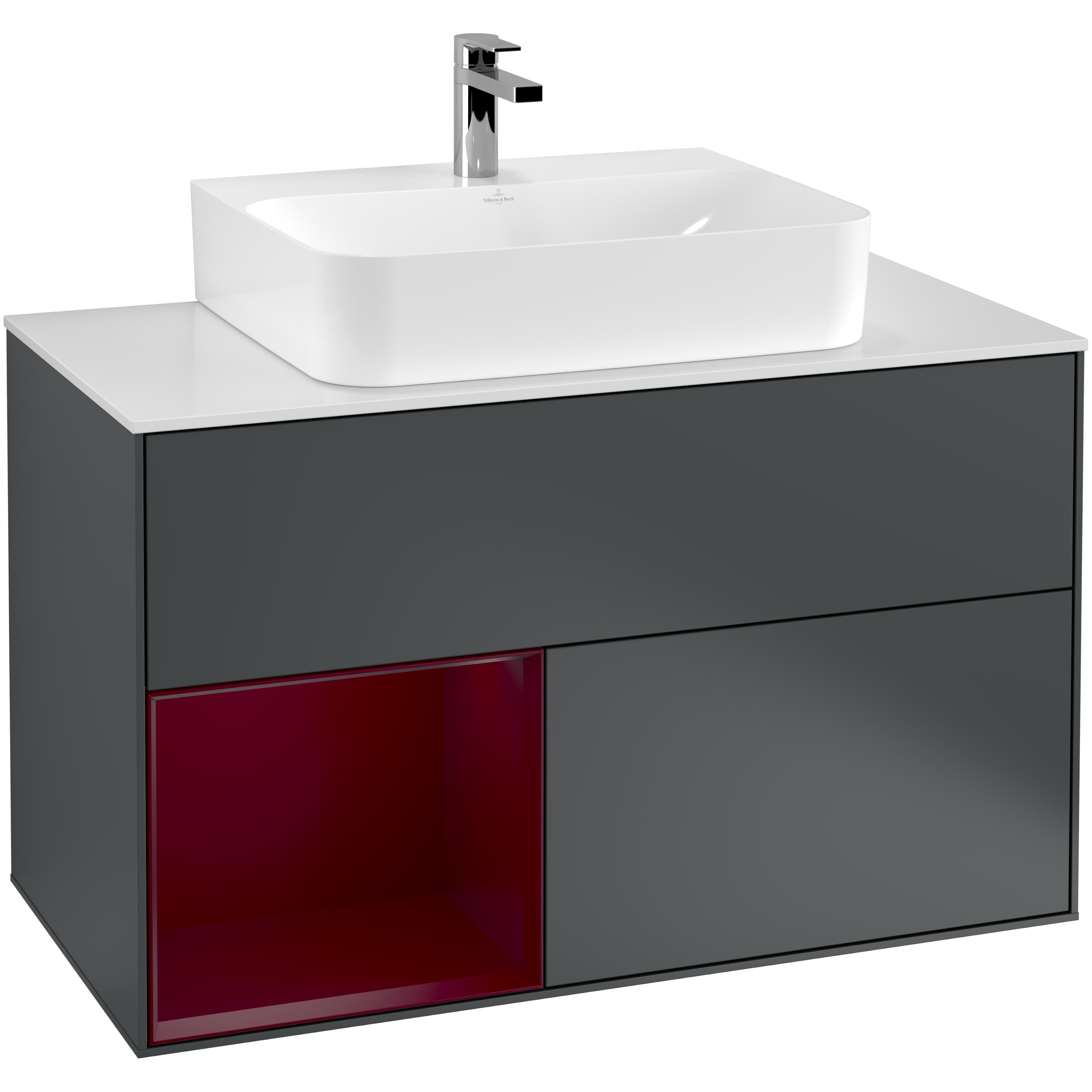 Tvättställsskåp Villeroy & Boch Finion med 2 Lådor Hylla och Bänkskiva för Centrerat Tvättställ | badrum - badrumsmobler - tvattstallsskap-och-kommod | KakelKungen