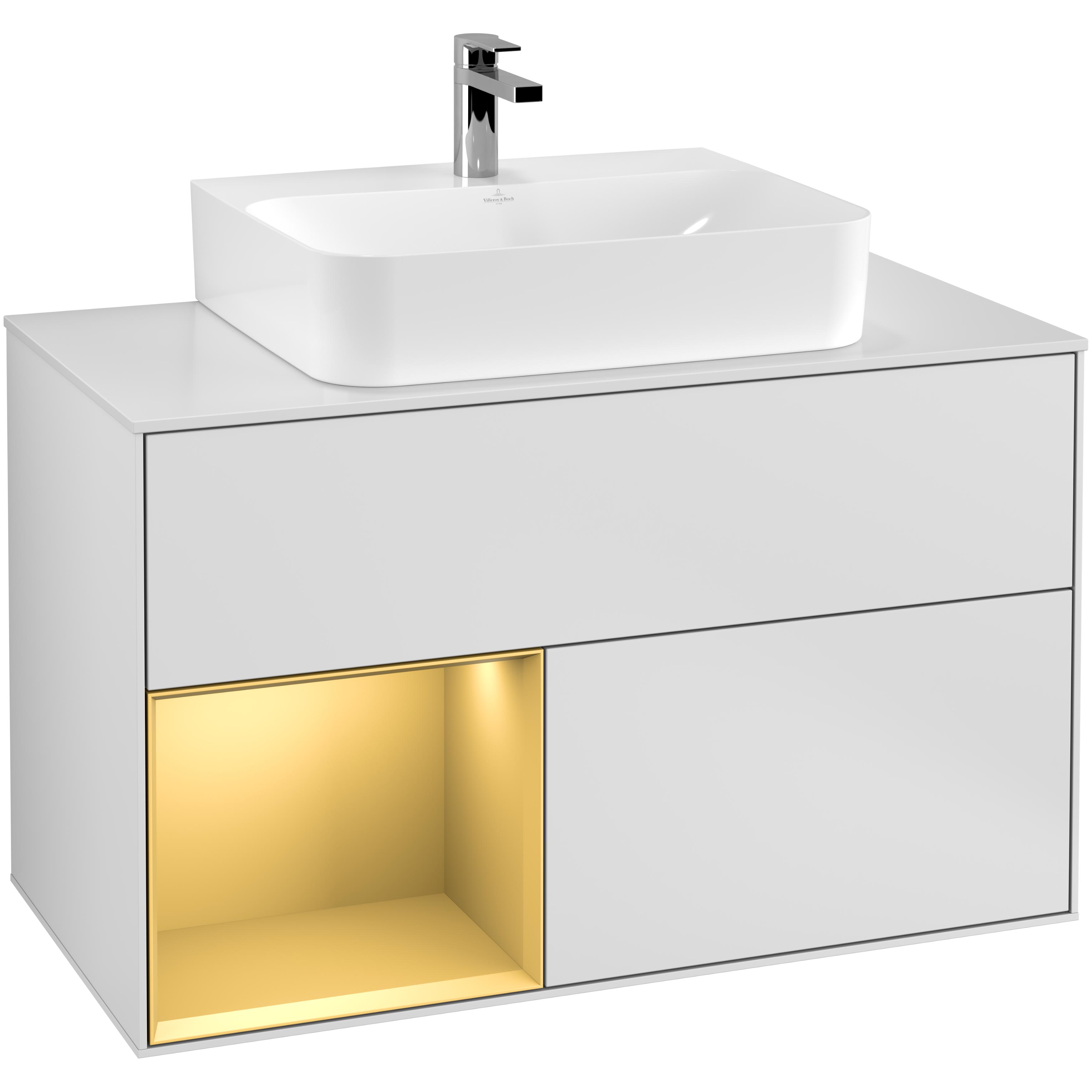 Tvättställsskåp Villeroy & Boch Finion med 2 Lådor Hylla och Bänkskiva för Centrerat Tvättställ | badrum - badrumsmobler - tvattstallsskap-och-kommod | KakelKungen