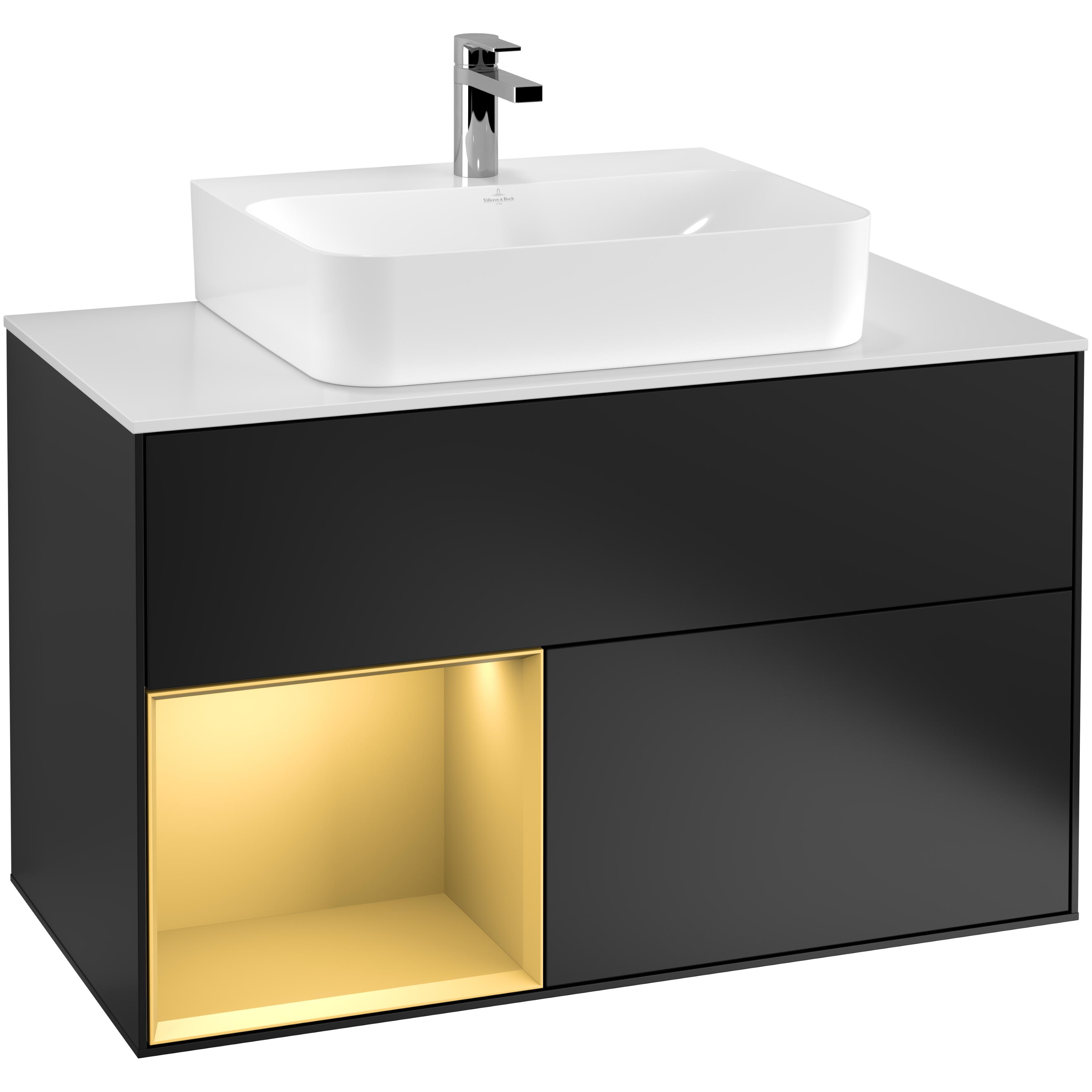 Tvättställsskåp Villeroy & Boch Finion med 2 Lådor Hylla och Bänkskiva för Centrerat Tvättställ | badrum - badrumsmobler - tvattstallsskap-och-kommod | KakelKungen