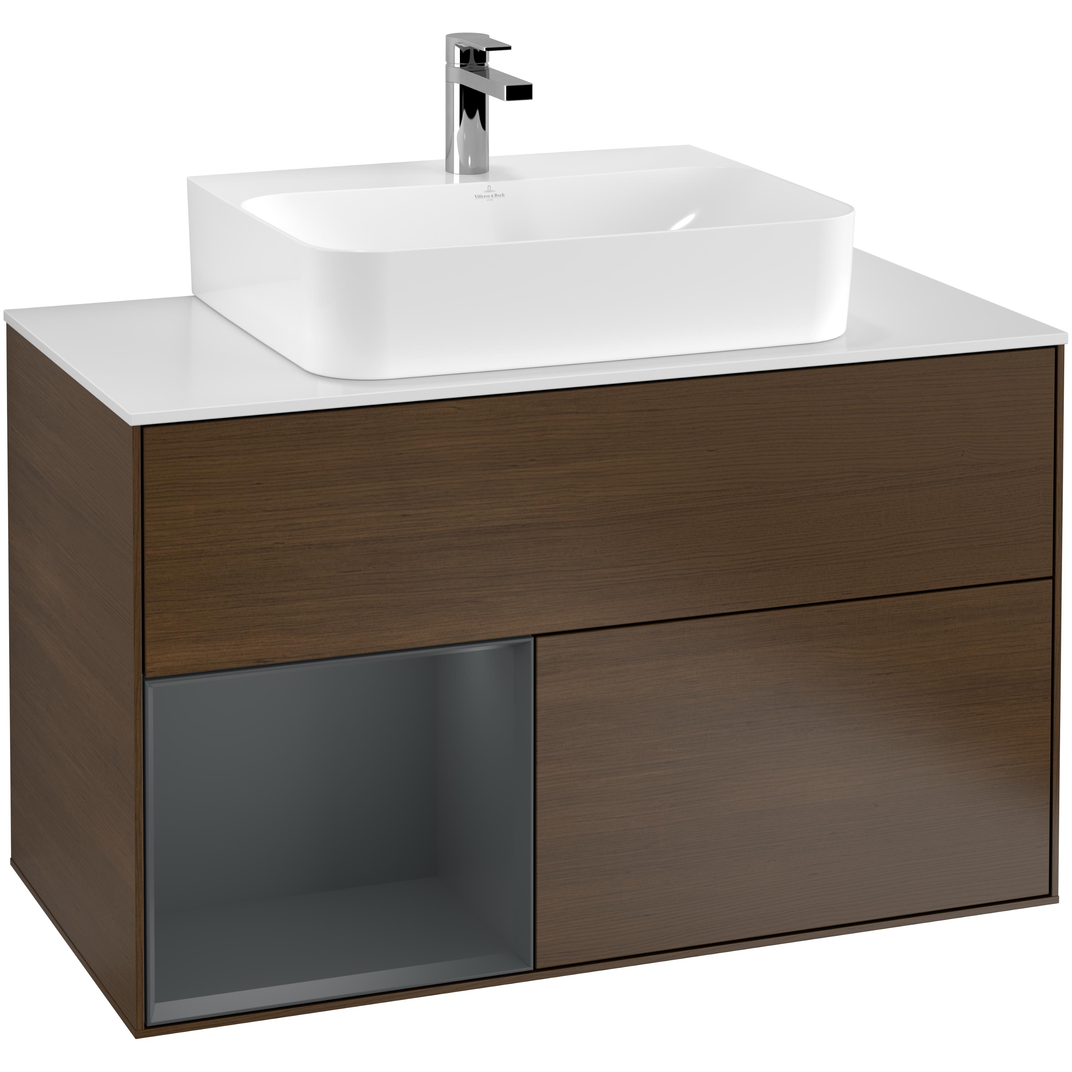 Tvättställsskåp Villeroy & Boch Finion med 2 Lådor Hylla och Bänkskiva för Centrerat Tvättställ | badrum - badrumsmobler - tvattstallsskap-och-kommod | KakelKungen