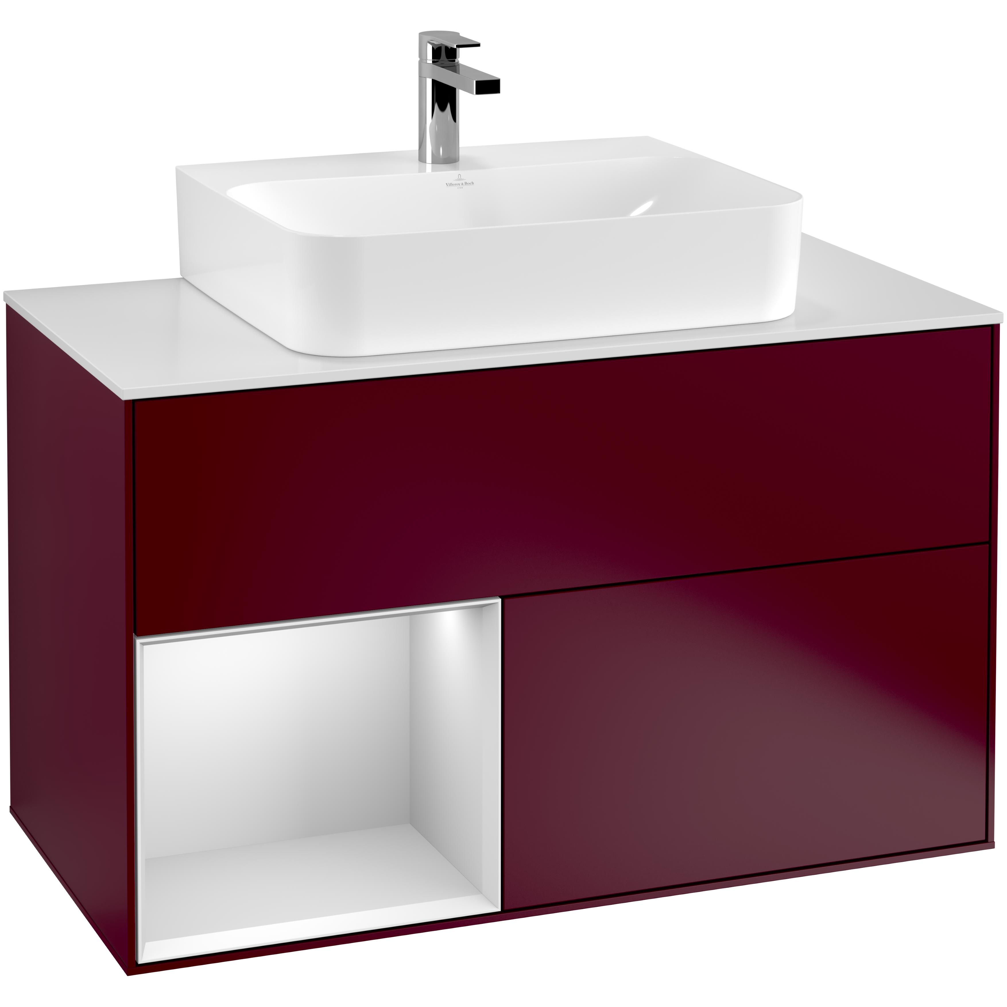 Tvättställsskåp Villeroy & Boch Finion med 2 Lådor Hylla och Bänkskiva för Centrerat Tvättställ | badrum - badrumsmobler - tvattstallsskap-och-kommod | KakelKungen