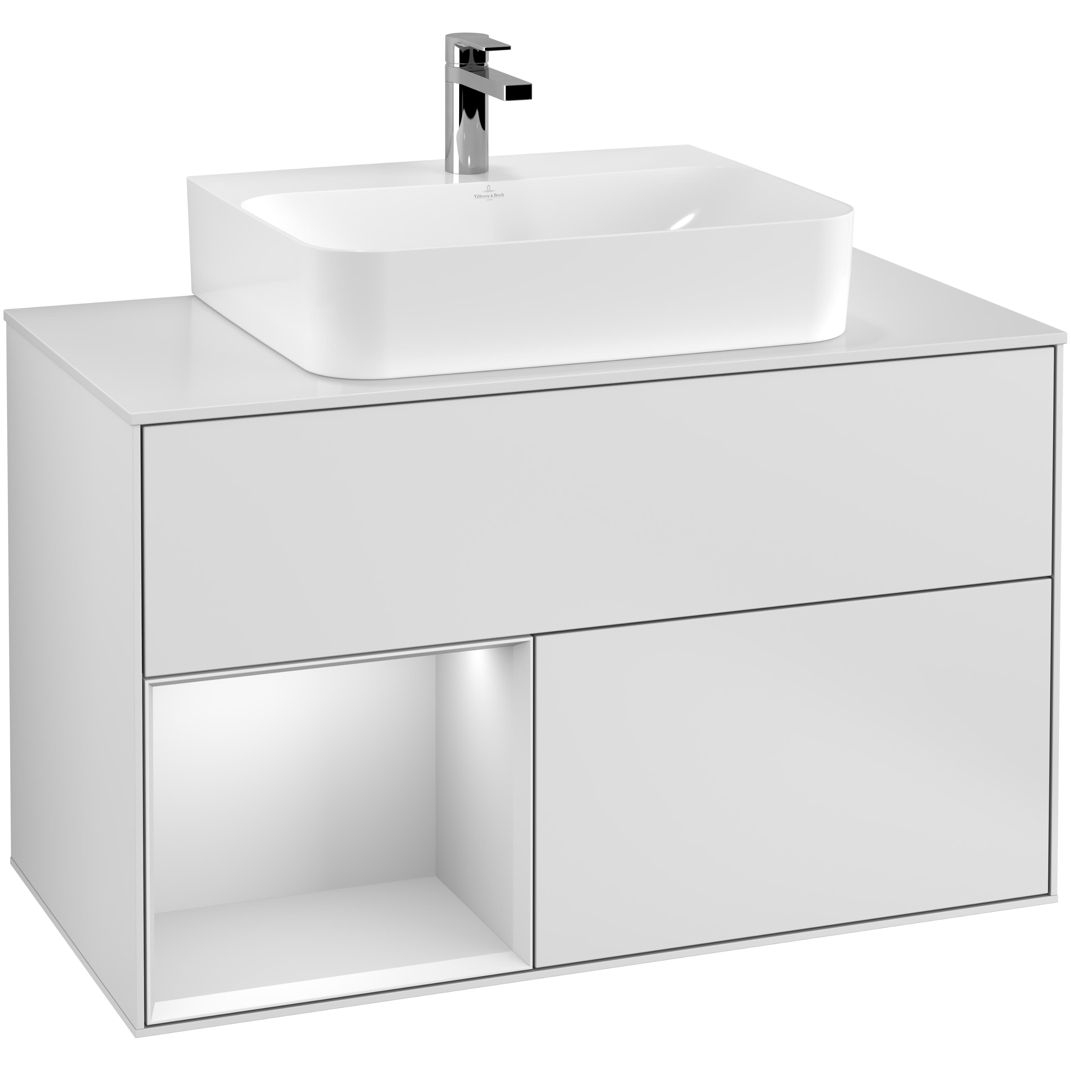 Tvättställsskåp Villeroy & Boch Finion med 2 Lådor Hylla och Bänkskiva för Centrerat Tvättställ | badrum - badrumsmobler - tvattstallsskap-och-kommod | KakelKungen