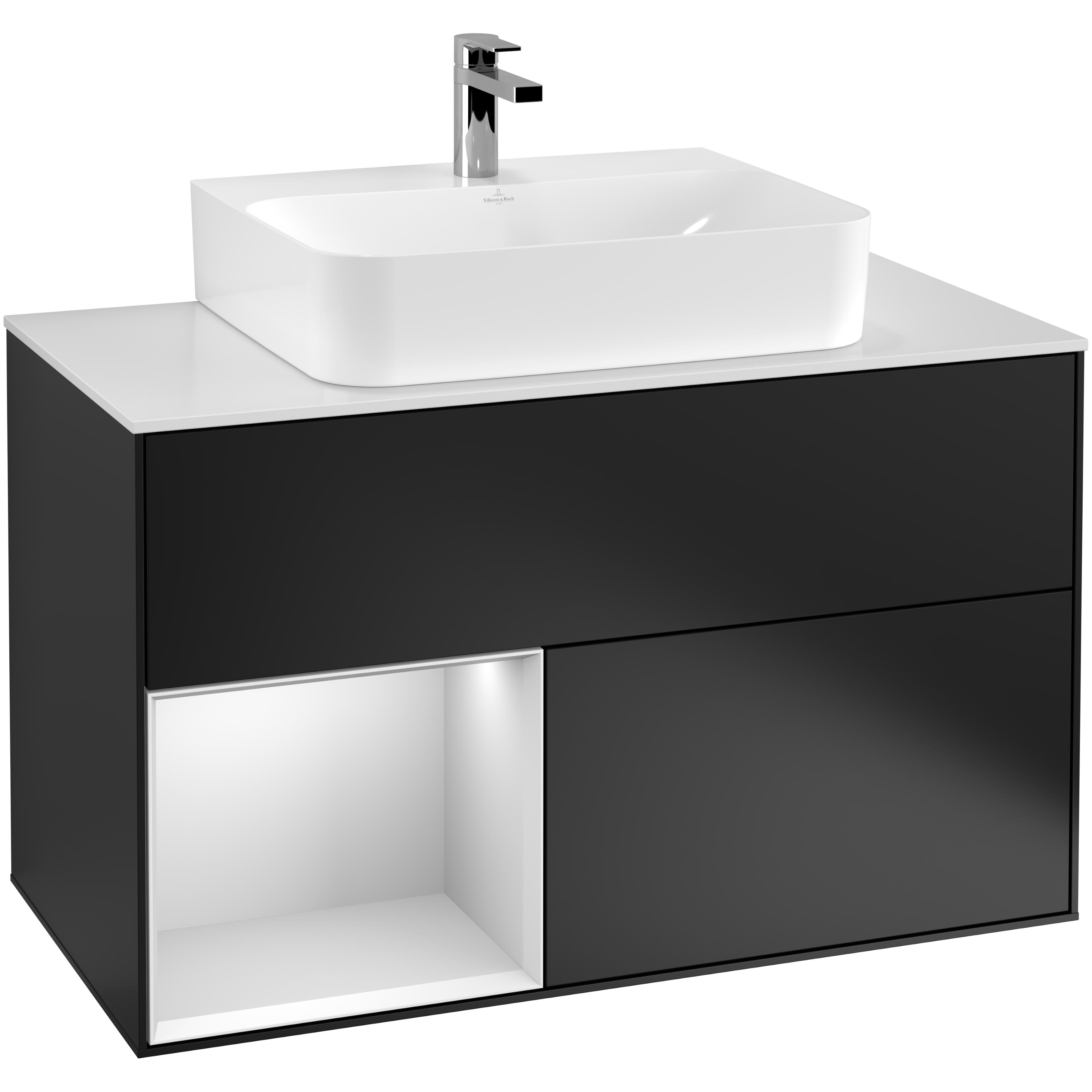 Tvättställsskåp Villeroy & Boch Finion med 2 Lådor Hylla och Bänkskiva för Centrerat Tvättställ | badrum - badrumsmobler - tvattstallsskap-och-kommod | KakelKungen