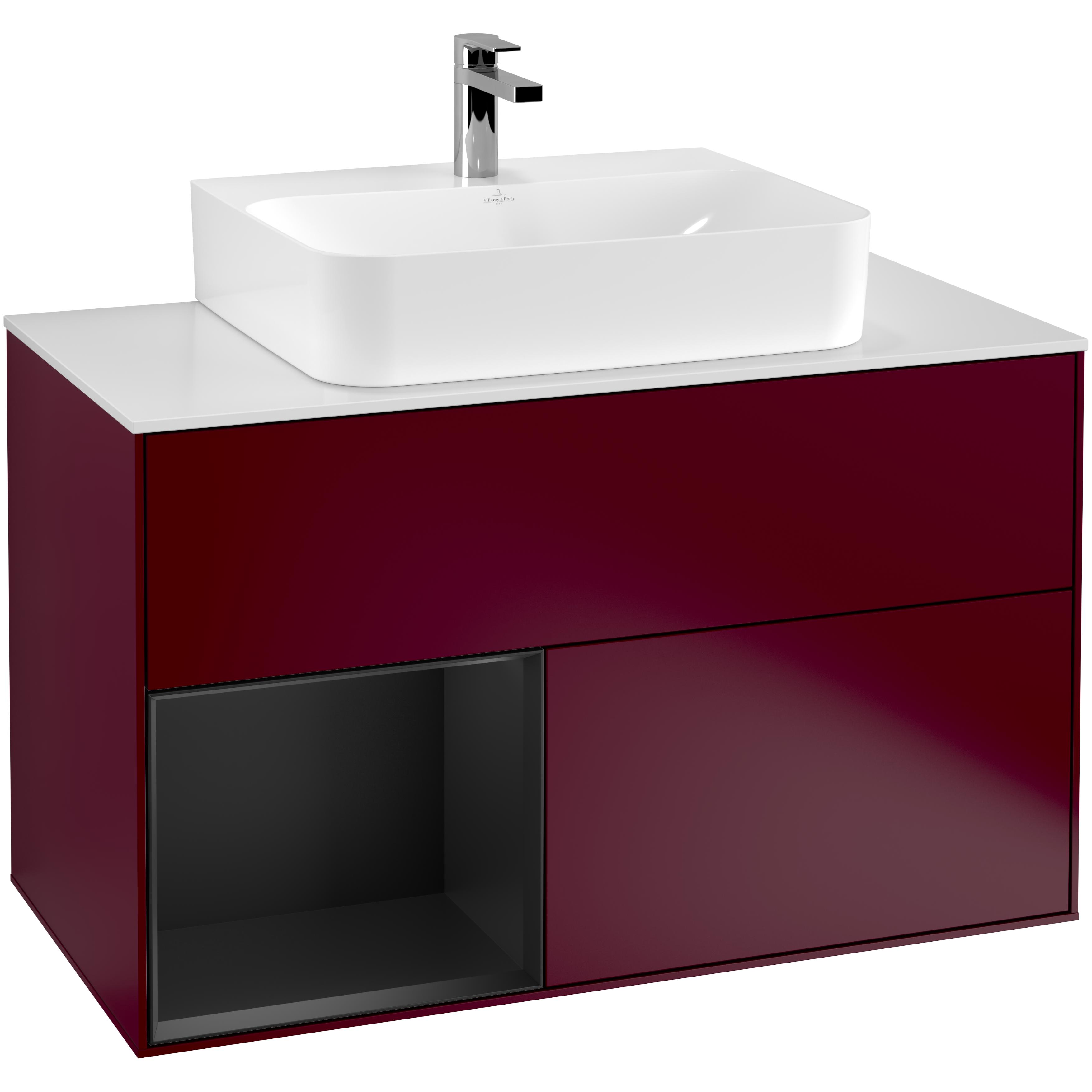 Tvättställsskåp Villeroy & Boch Finion med 2 Lådor Hylla och Bänkskiva för Centrerat Tvättställ | badrum - badrumsmobler - tvattstallsskap-och-kommod | KakelKungen