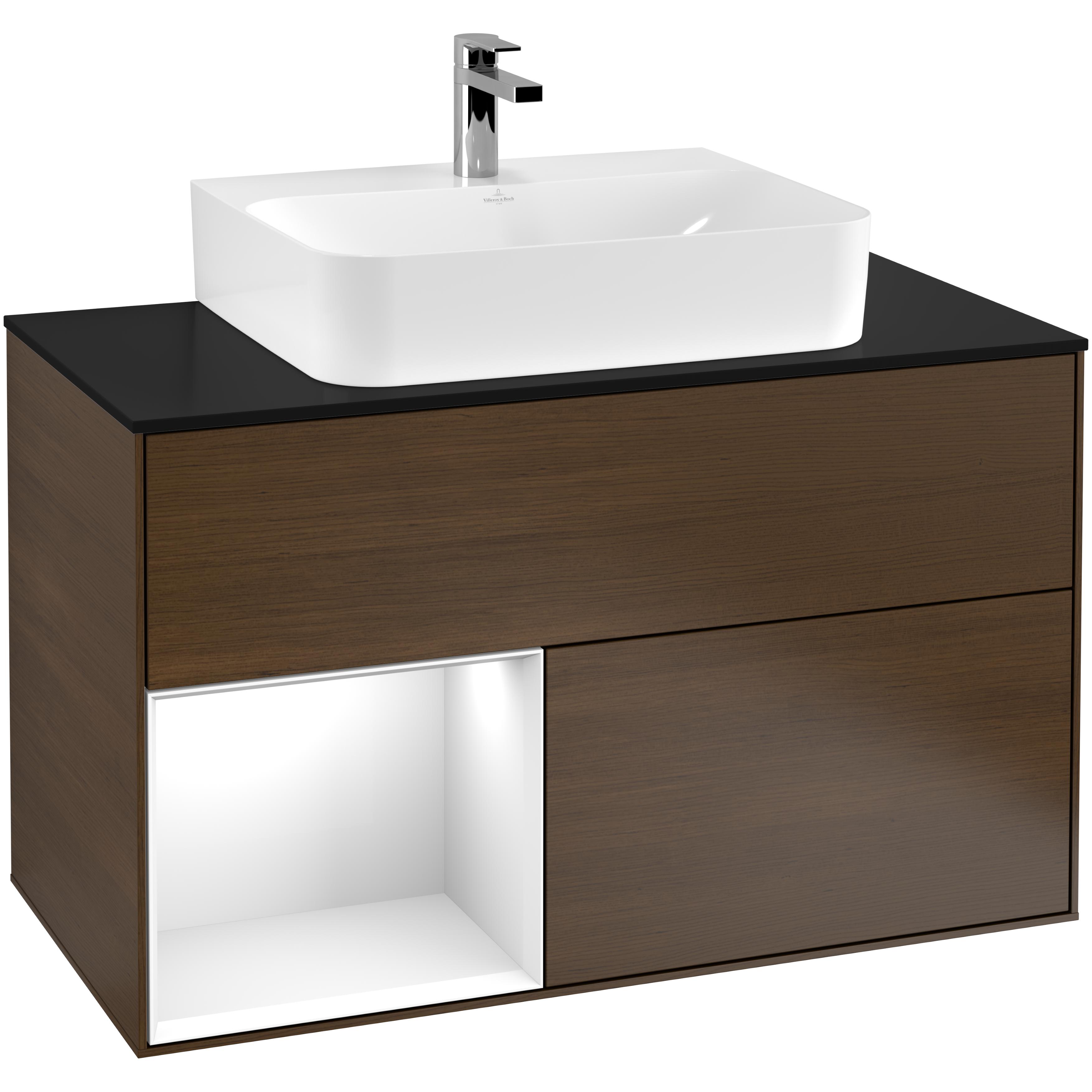 Tvättställsskåp Villeroy & Boch Finion med 2 Lådor Hylla och Bänkskiva för Centrerat Tvättställ | badrum - badrumsmobler - tvattstallsskap-och-kommod | KakelKungen