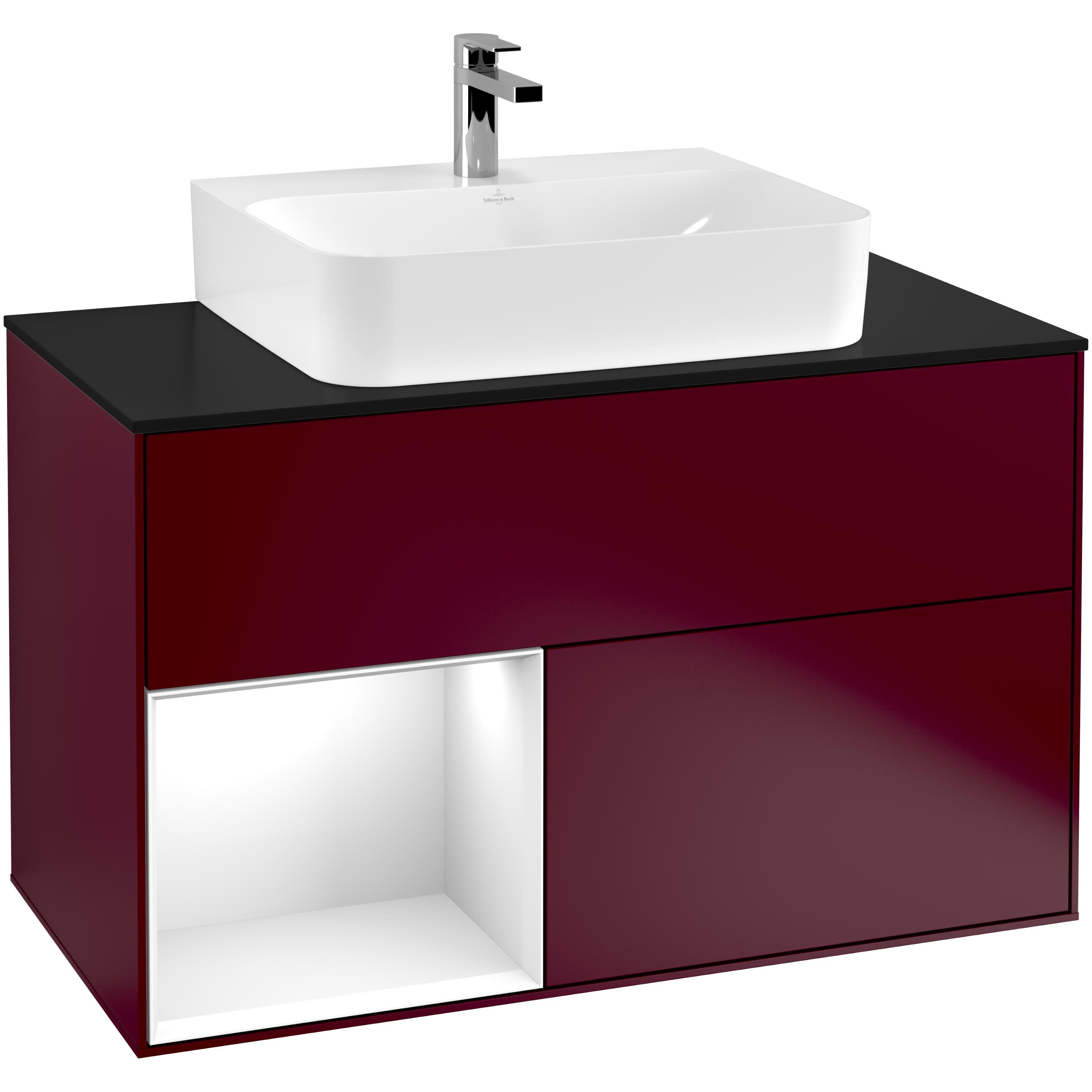 Tvättställsskåp Villeroy & Boch Finion med 2 Lådor Hylla och Bänkskiva för Centrerat Tvättställ | badrum - badrumsmobler - tvattstallsskap-och-kommod | KakelKungen