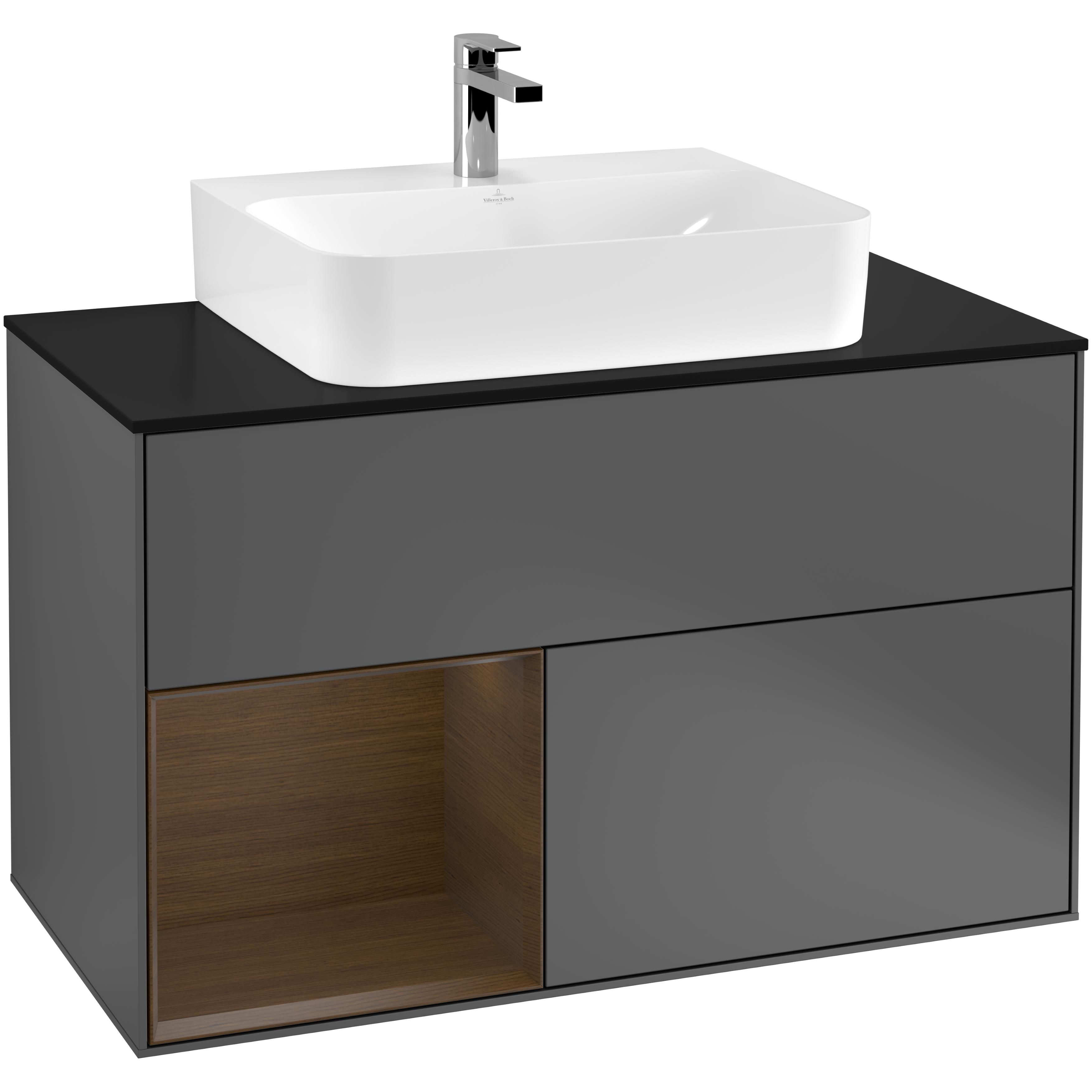 Tvättställsskåp Villeroy & Boch Finion med 2 Lådor Hylla och Bänkskiva för Centrerat Tvättställ | badrum - badrumsmobler - tvattstallsskap-och-kommod | KakelKungen