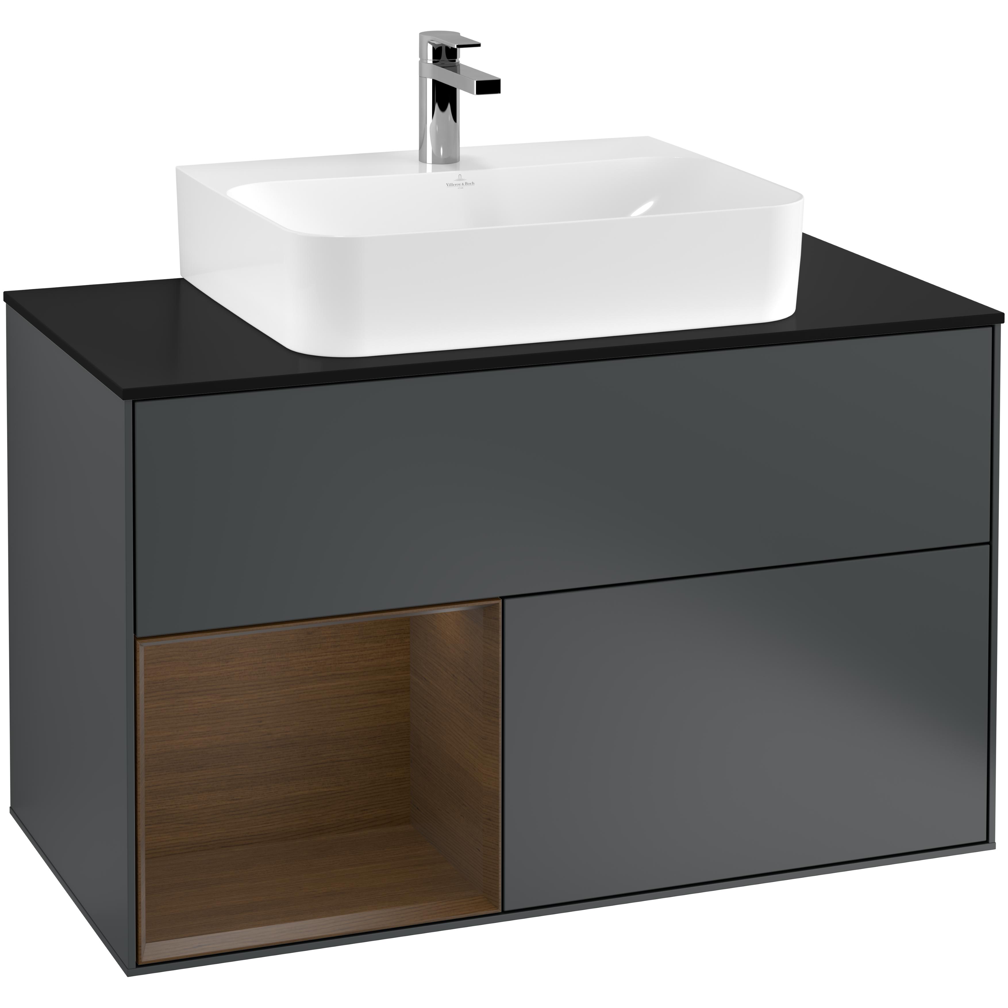 Tvättställsskåp Villeroy & Boch Finion med 2 Lådor Hylla och Bänkskiva för Centrerat Tvättställ | badrum - badrumsmobler - tvattstallsskap-och-kommod | KakelKungen