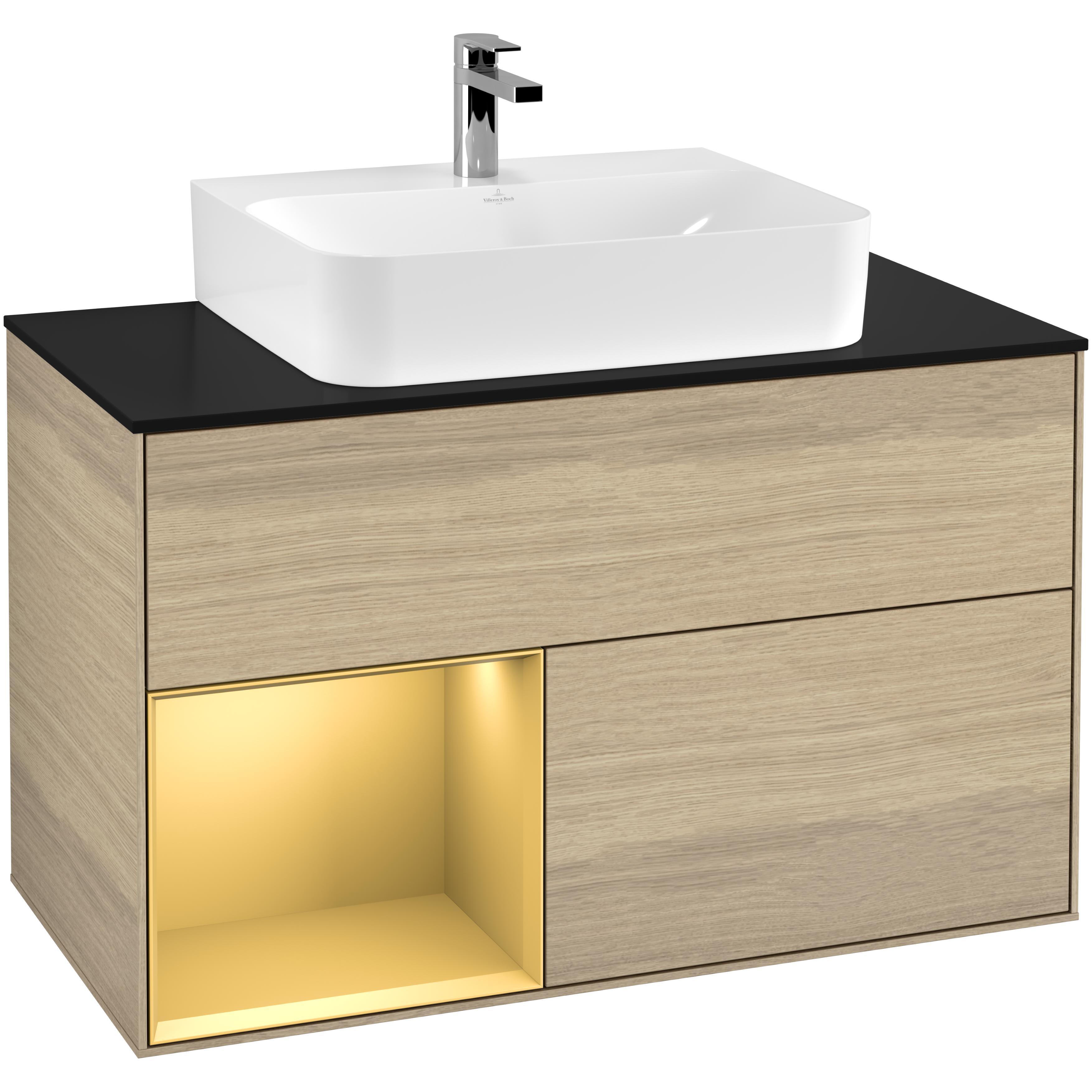 Tvättställsskåp Villeroy & Boch Finion med 2 Lådor Hylla och Bänkskiva för Centrerat Tvättställ | badrum - badrumsmobler - tvattstallsskap-och-kommod | KakelKungen