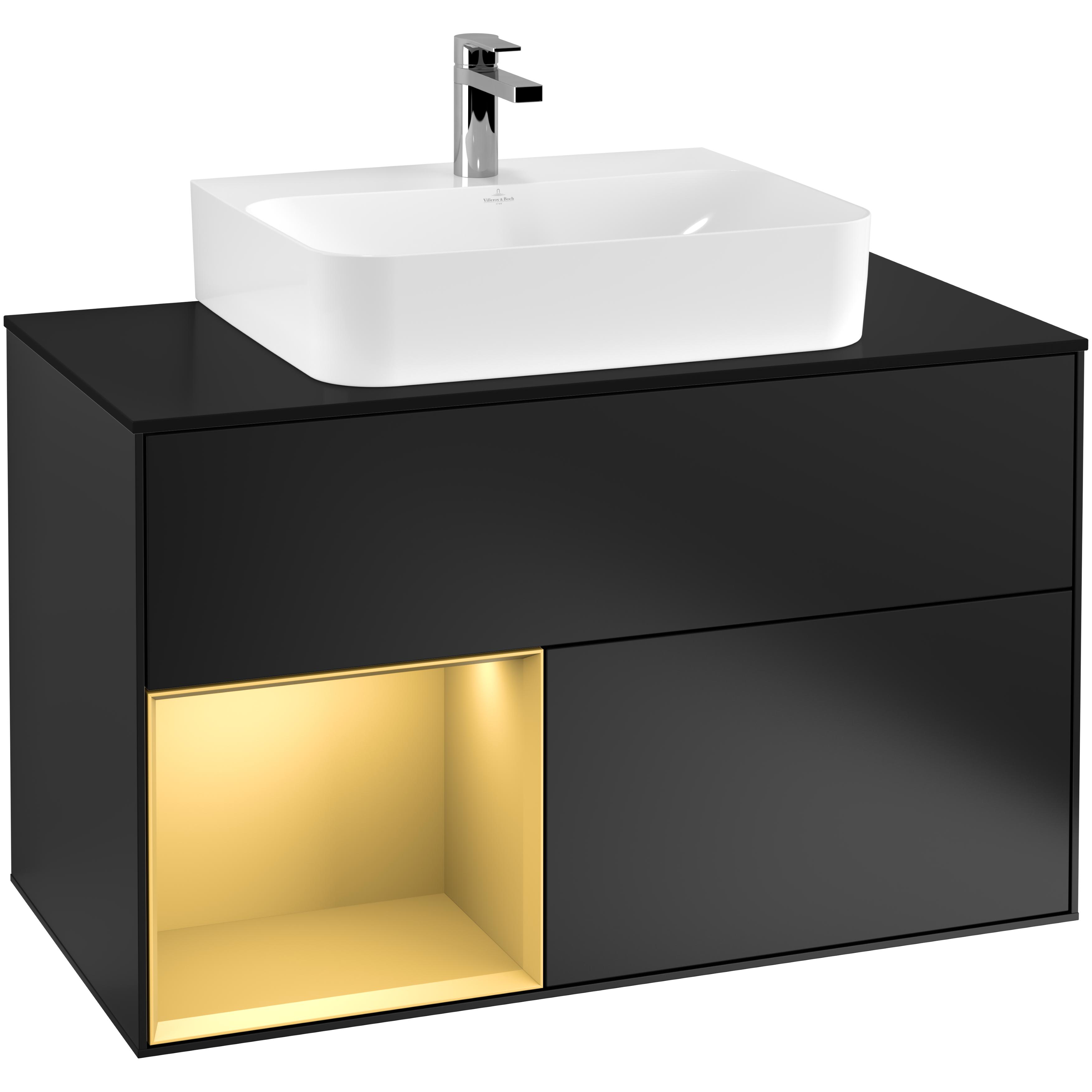 Tvättställsskåp Villeroy & Boch Finion med 2 Lådor Hylla och Bänkskiva för Centrerat Tvättställ | badrum - badrumsmobler - tvattstallsskap-och-kommod | KakelKungen