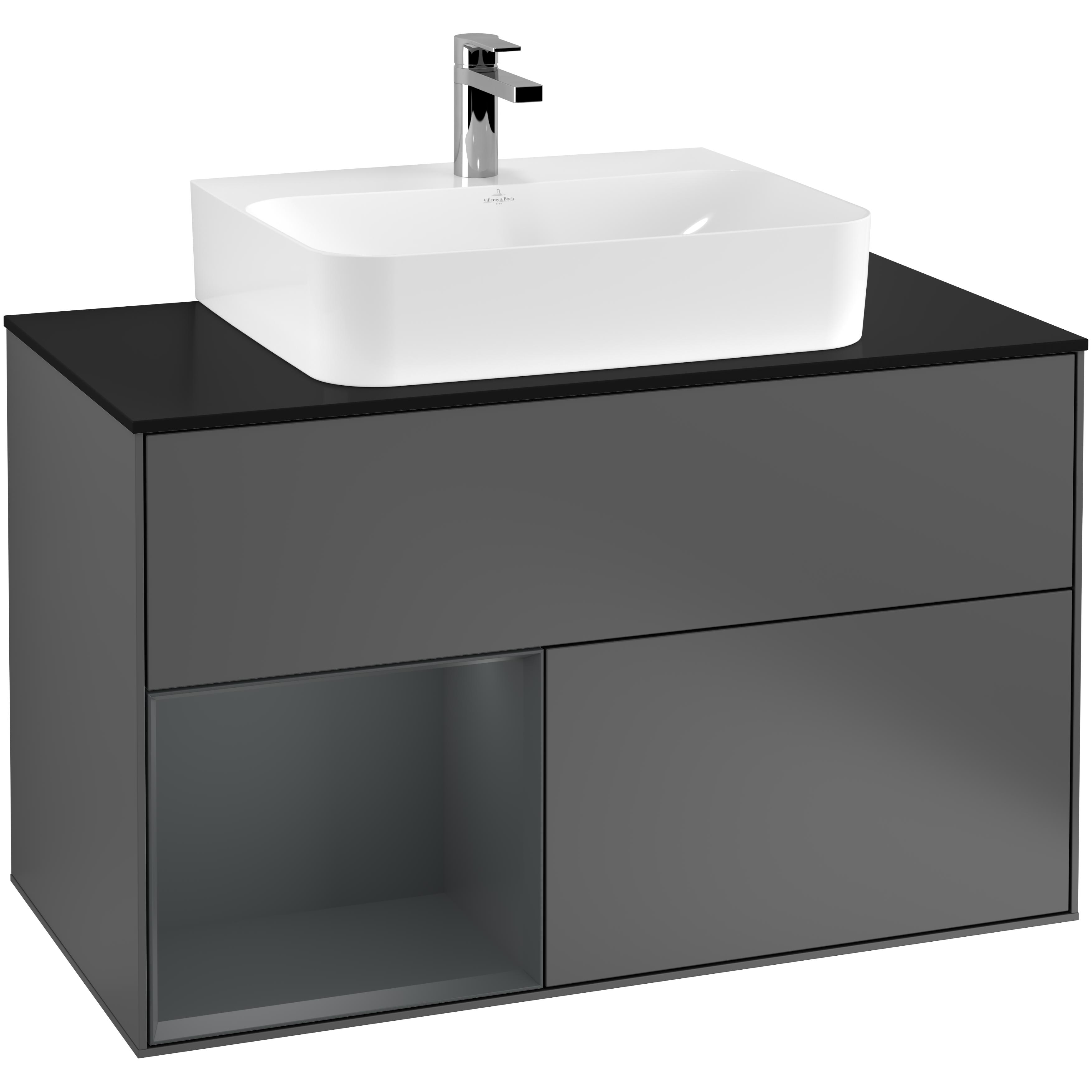 Tvättställsskåp Villeroy & Boch Finion med 2 Lådor Hylla och Bänkskiva för Centrerat Tvättställ | badrum - badrumsmobler - tvattstallsskap-och-kommod | KakelKungen