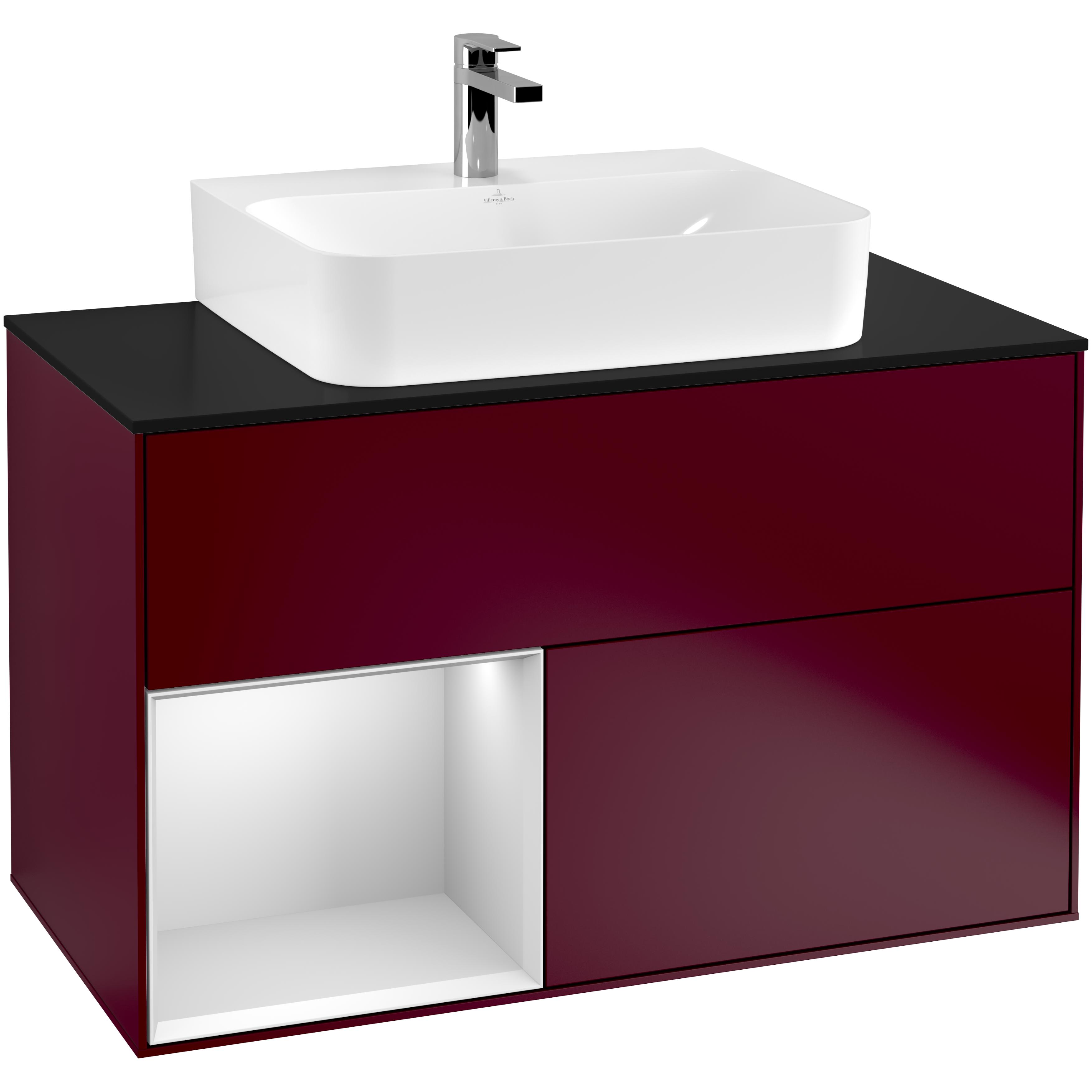 Tvättställsskåp Villeroy & Boch Finion med 2 Lådor Hylla och Bänkskiva för Centrerat Tvättställ | badrum - badrumsmobler - tvattstallsskap-och-kommod | KakelKungen