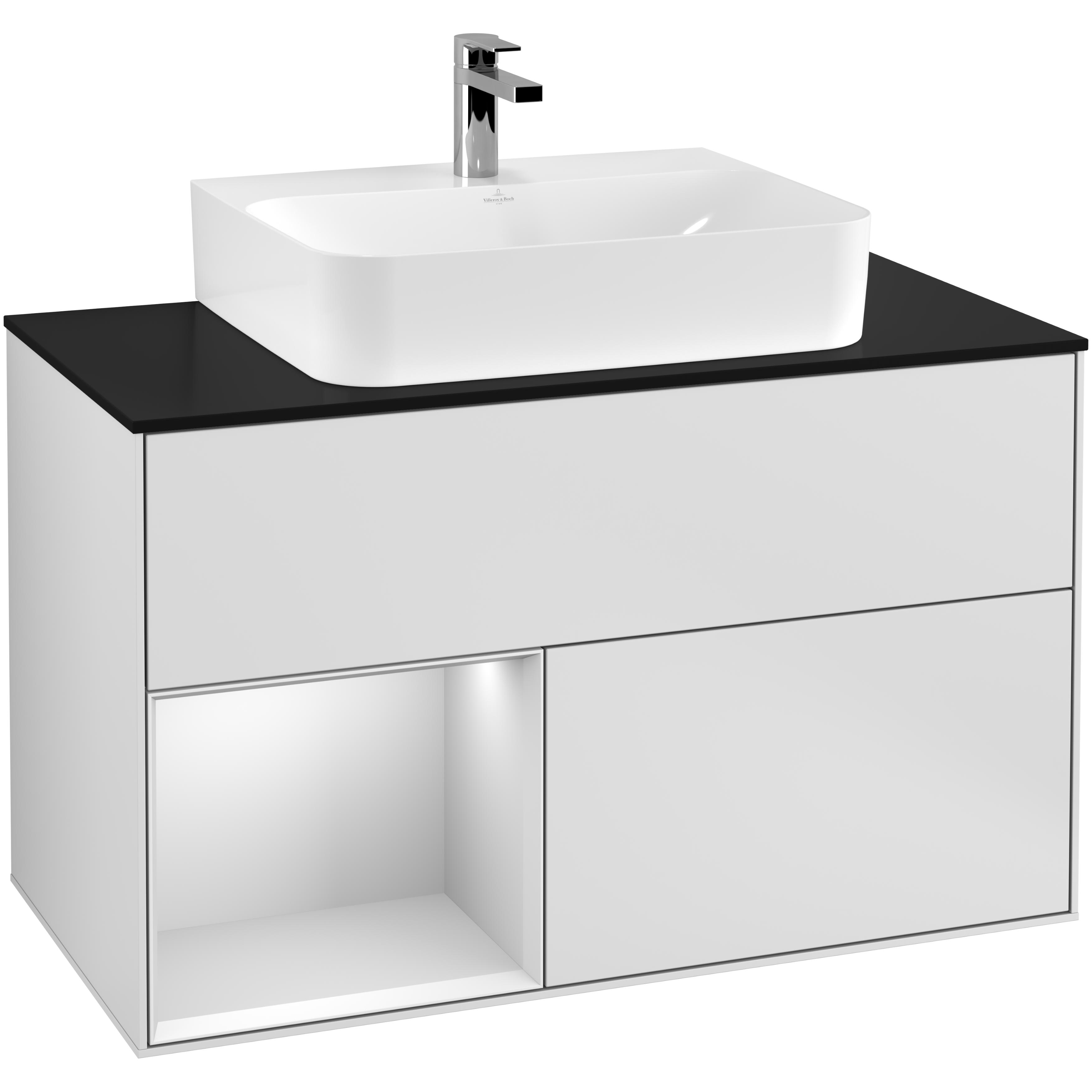 Tvättställsskåp Villeroy & Boch Finion med 2 Lådor Hylla och Bänkskiva för Centrerat Tvättställ | badrum - badrumsmobler - tvattstallsskap-och-kommod | KakelKungen