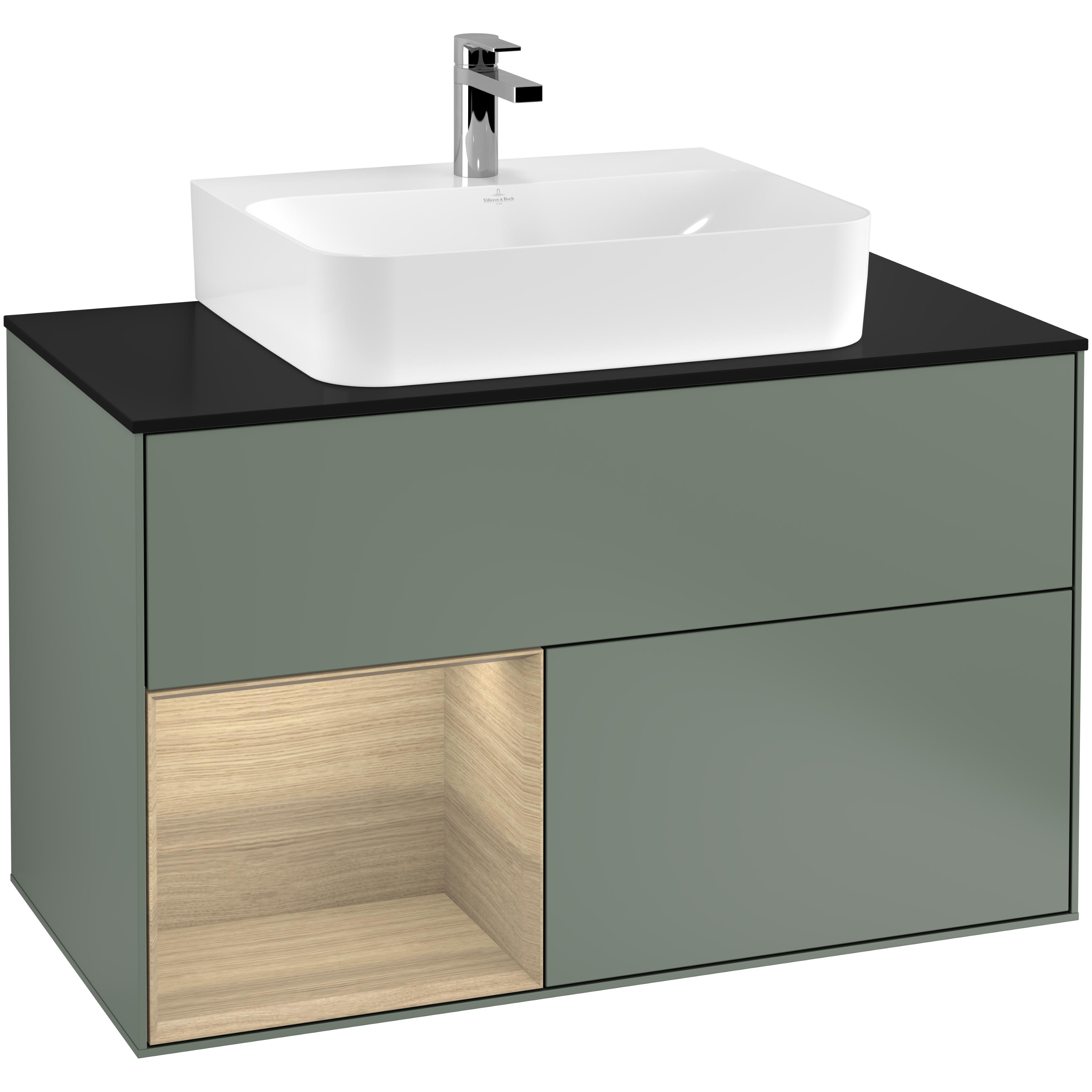 Tvättställsskåp Villeroy & Boch Finion med 2 Lådor Hylla och Bänkskiva för Centrerat Tvättställ | badrum - badrumsmobler - tvattstallsskap-och-kommod | KakelKungen