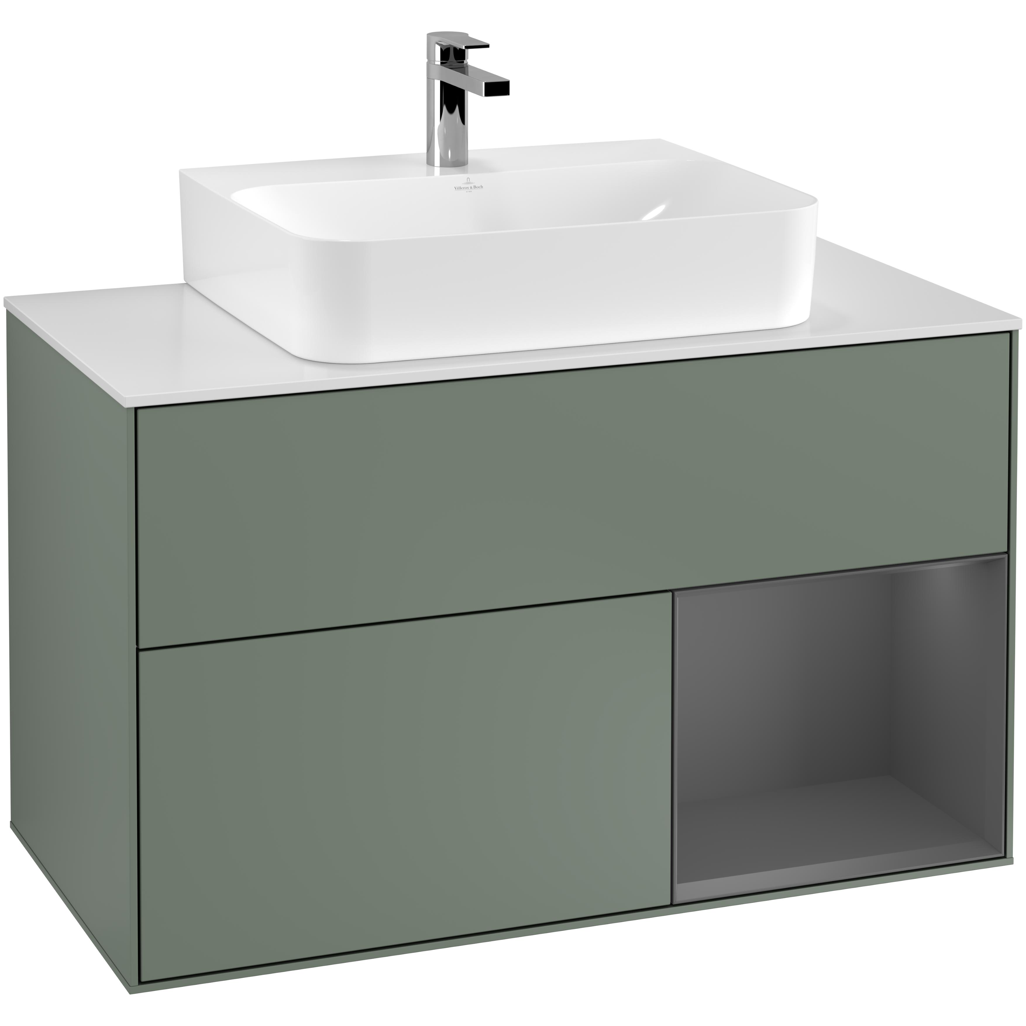 Tvättställsskåp Villeroy & Boch Finion med 2 Lådor Hylla och Bänkskiva för Centrerat Tvättställ | badrum - badrumsmobler - tvattstallsskap-och-kommod | KakelKungen