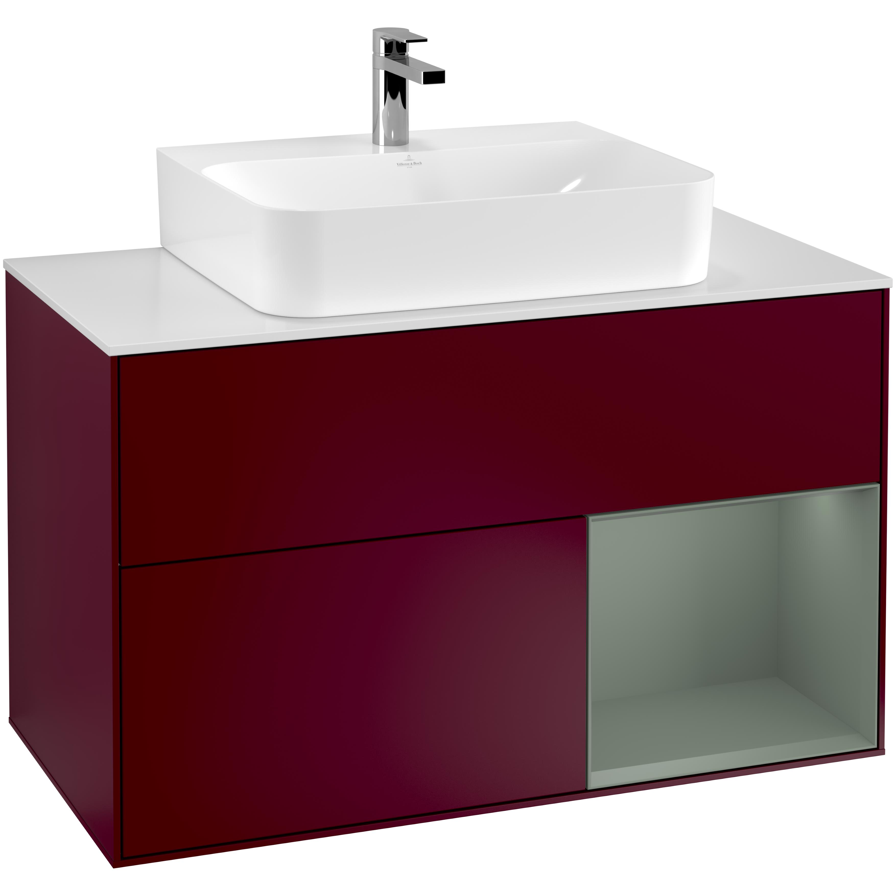 Tvättställsskåp Villeroy & Boch Finion med 2 Lådor Hylla och Bänkskiva för Centrerat Tvättställ | badrum - badrumsmobler - tvattstallsskap-och-kommod | KakelKungen