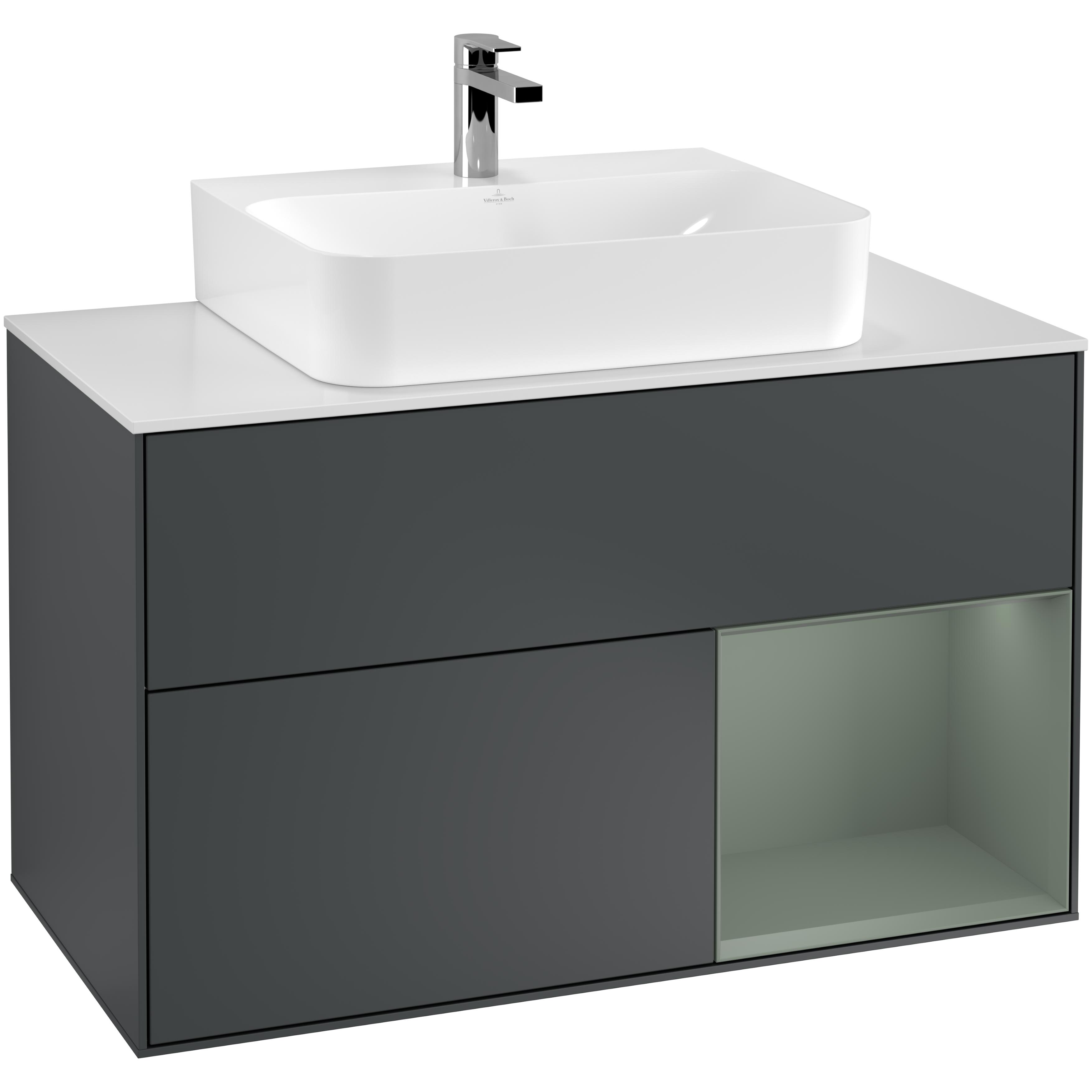 Tvättställsskåp Villeroy & Boch Finion med 2 Lådor Hylla och Bänkskiva för Centrerat Tvättställ | badrum - badrumsmobler - tvattstallsskap-och-kommod | KakelKungen